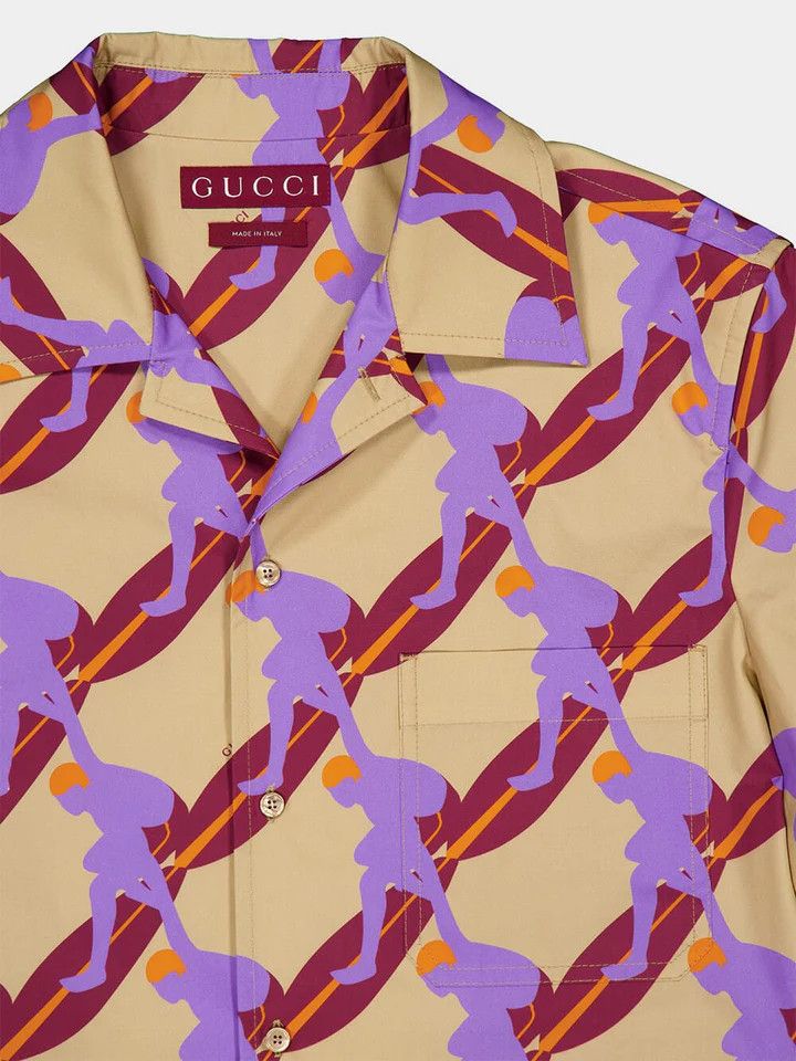 Gucci o1la5ras0426 Printed Light Cotton Poplin Shirt in Multicolor Size US L / EU 52-54 / 3 - 3 Thumbnail