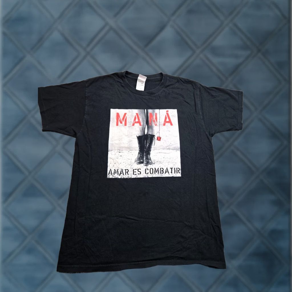 Fruit Of The Loom VINTAGE Mana Amar Es Combatir Shirt L Black Short Sleeve Band Tee 90s Mens Foss Fruit of the Loom Y2K Size US L / EU 52-54 / 3 - 1 Thumbnail