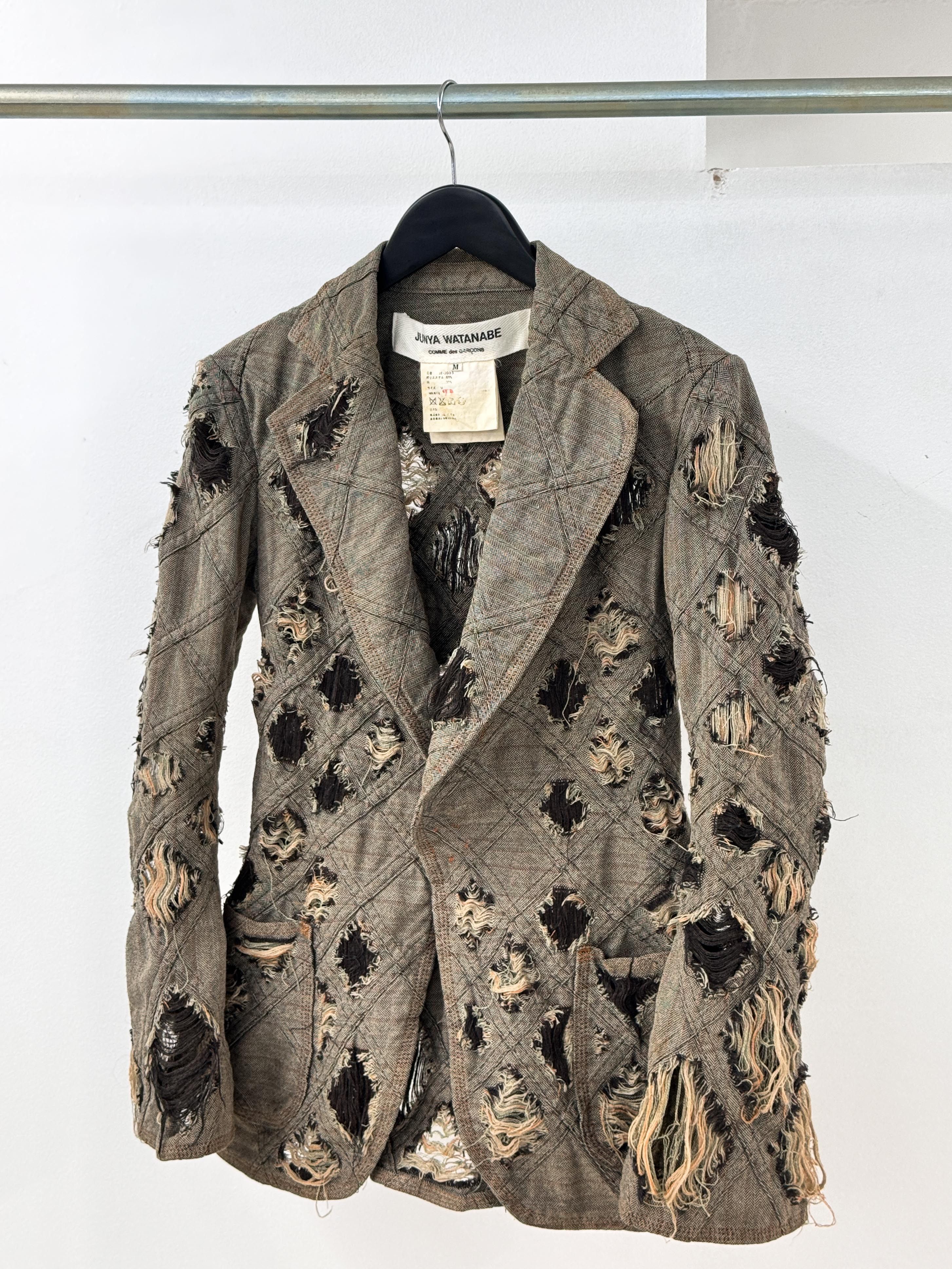 Junya Watanabe JUNYA WATANABE COMME des GARÇONS Distressed Denim Blazer Size M / US 6-8 / IT 42-44 - 1 Thumbnail