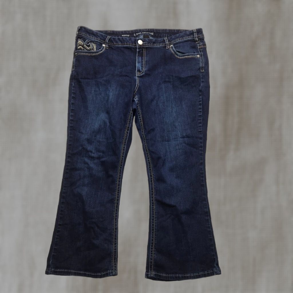 Vintage Lane Bryant Jeans Women Size 24P Blue Slim Boot Straight Genius Fit 5 Pockets Size 42" / US 20 - 1 Thumbnail
