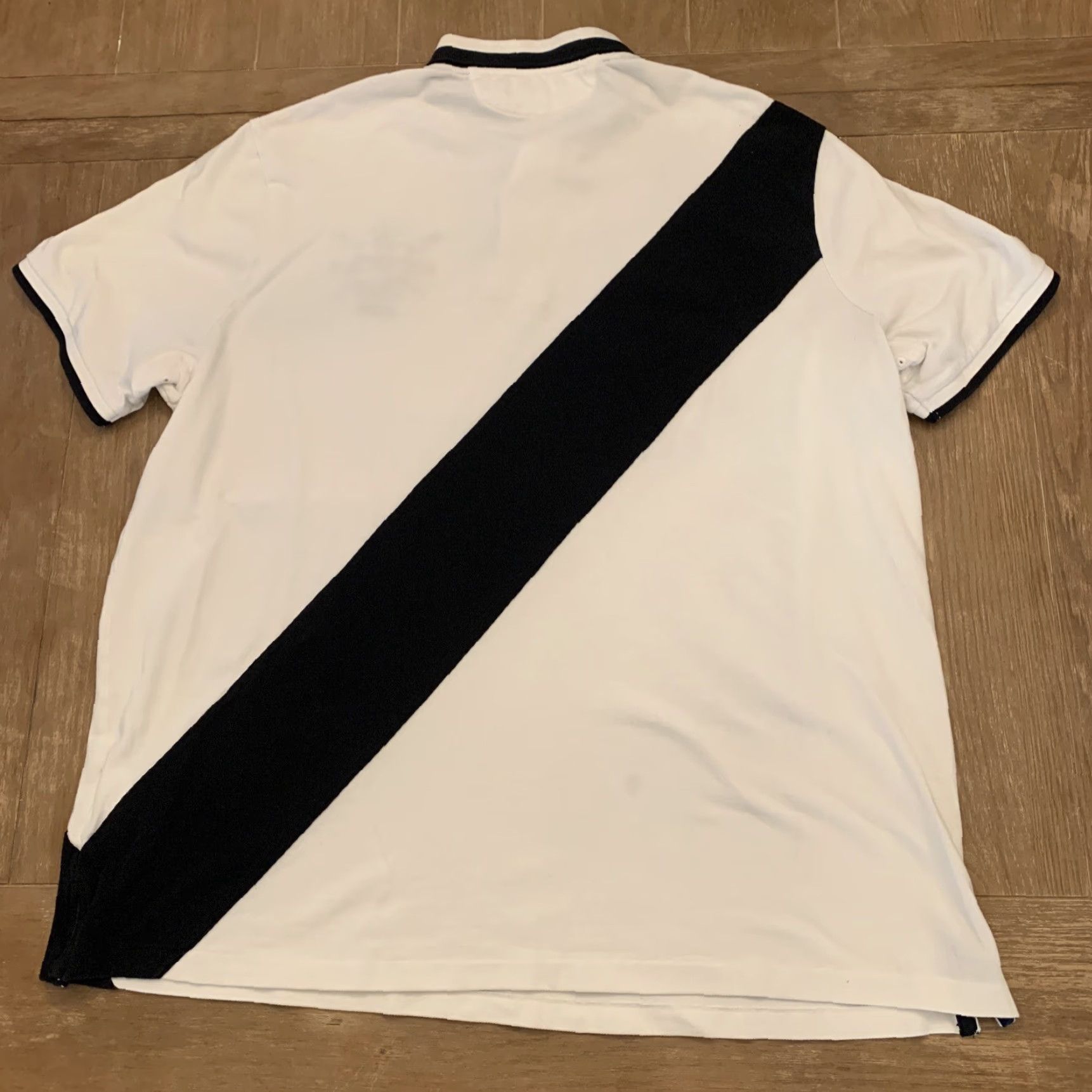 Polo Ralph Lauren VINTAGE Polo Ralph Lauren PRLC Crest Patch Collar Dress Rugby Stripe White & Blue Large 2XL Mens Polo Shirt Size US XXL / EU 58 / 5 - 6 Thumbnail