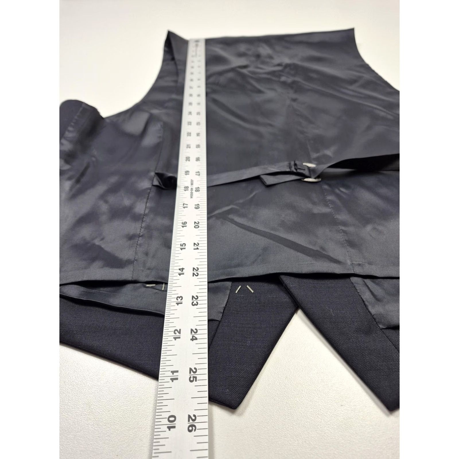 Ralph Lauren VINTAGE? No. Lauren Ralph Lauren Suit Vest Mens 46 Blue 100% Wool 5 Button Belted NWT Size 46R - 6 Thumbnail
