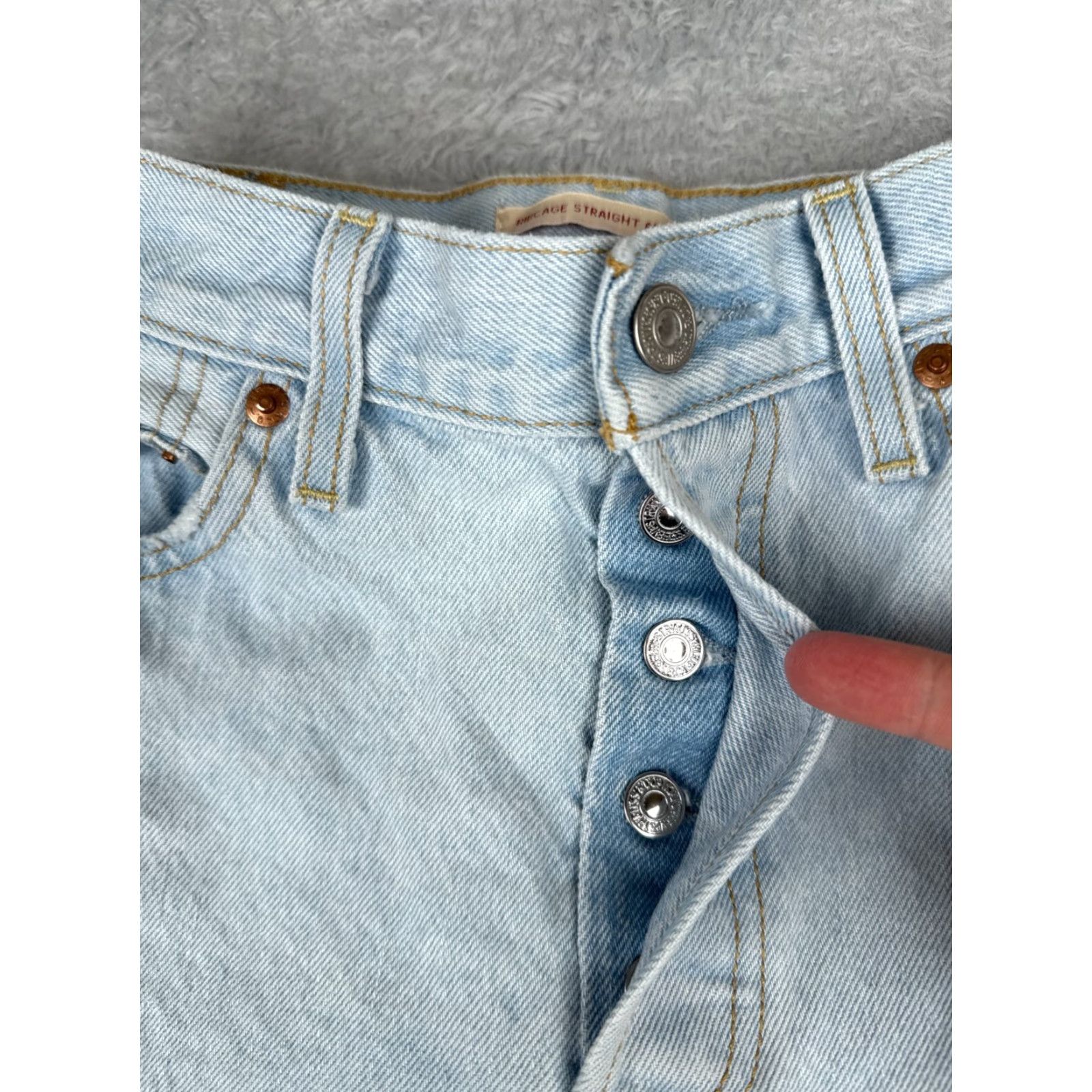 Levi's Levis Premium Pants Women 25 Blue Denim Jeans Big E Ribcage Straight Ankle 25x26 Size 42" / US 20 - 5 Thumbnail