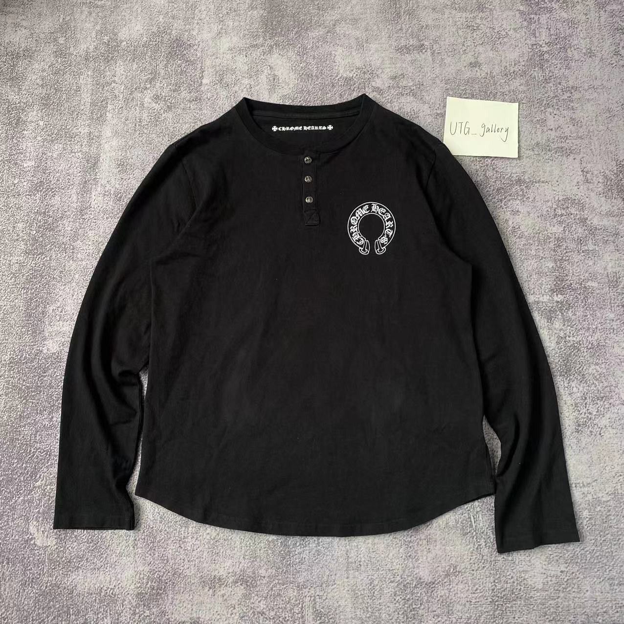 Chrome hearts button horseshoe floral Henley long-sleeve