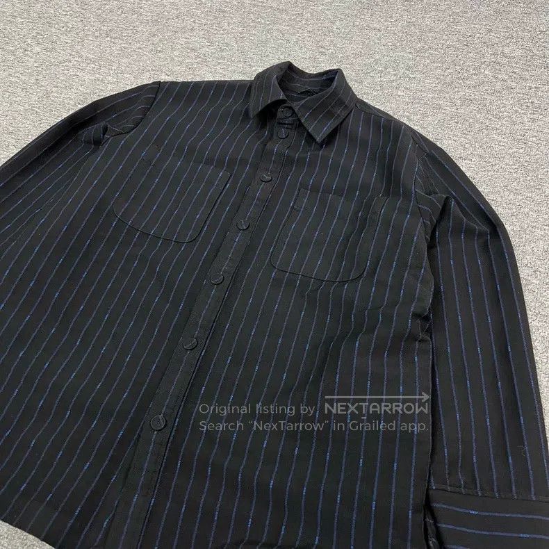 Fendi Fendi Dark Blue Striped Wool Shirt Jacket Size US L / EU 52-54 / 3 - 5 Thumbnail