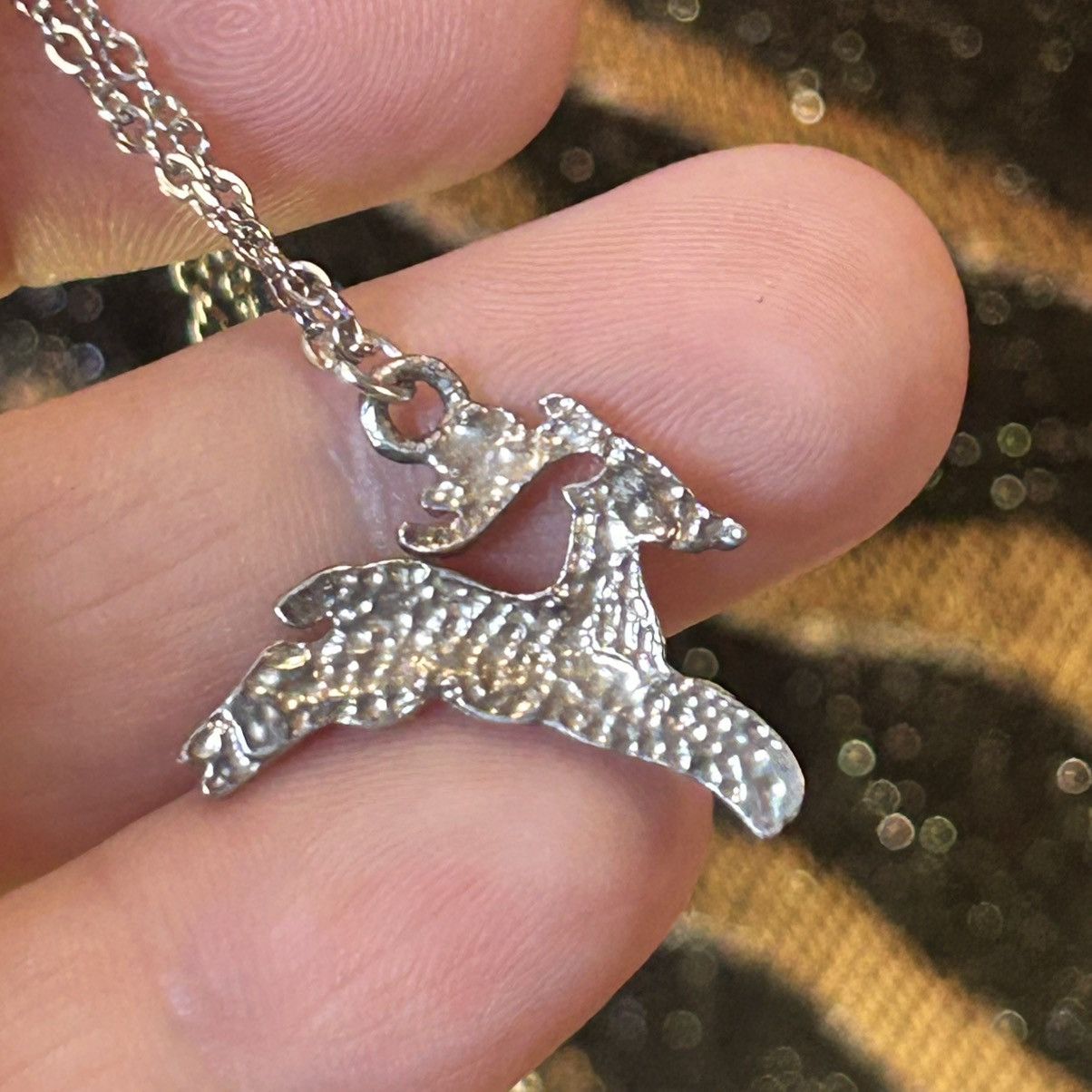Handmade Handcrafted vintage sparkle enamel reindeer necklace Size ONE SIZE - 6 Thumbnail