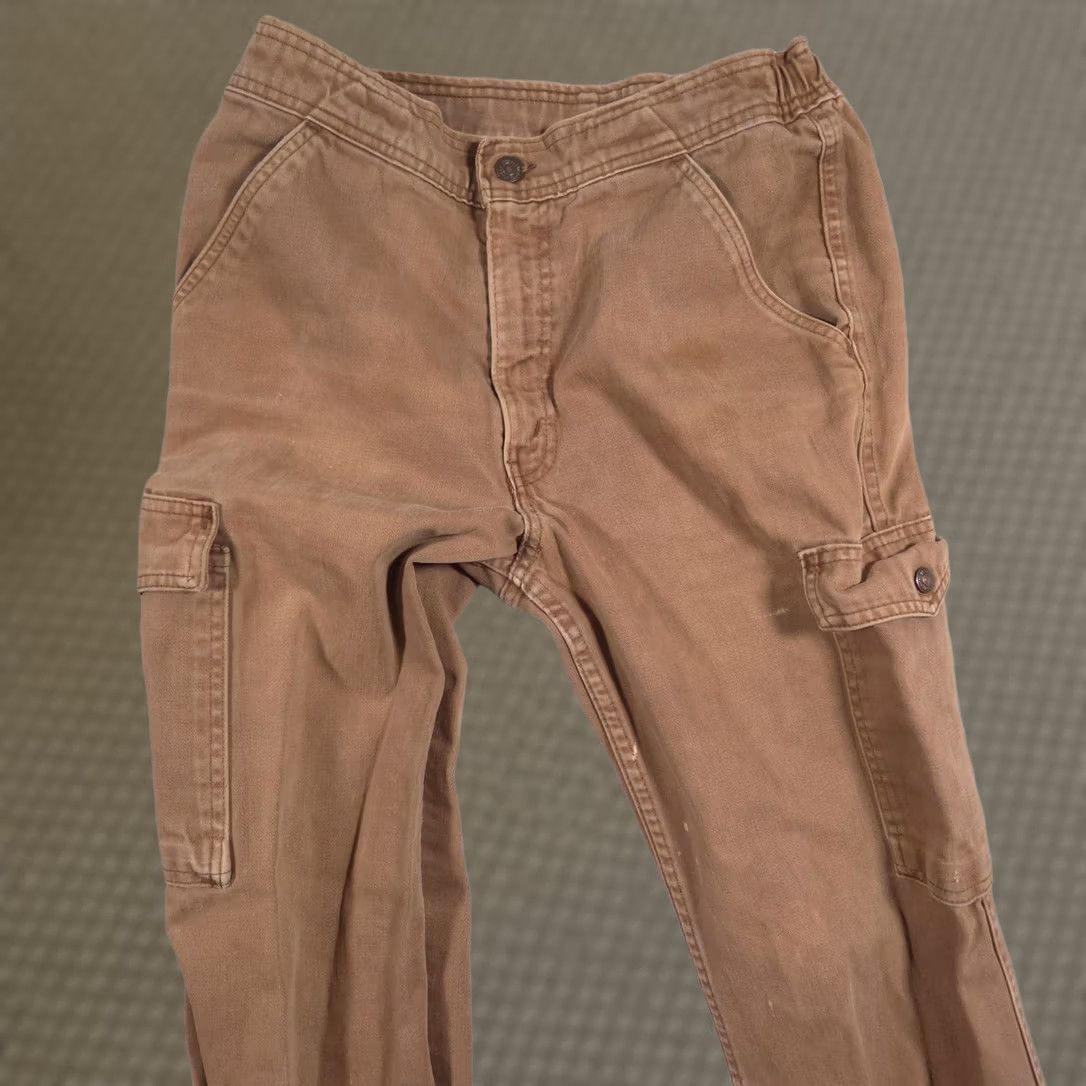 Vintage L.L.Bean Cargo Pants Mens 32x30 Brown Elastic Waist Utility Casual Workwear Pants Mens Brown Cargo Straight Leg Front Zip Button Closure Pockets 32x30 Size US 32 / EU 48 - 1 Thumbnail
