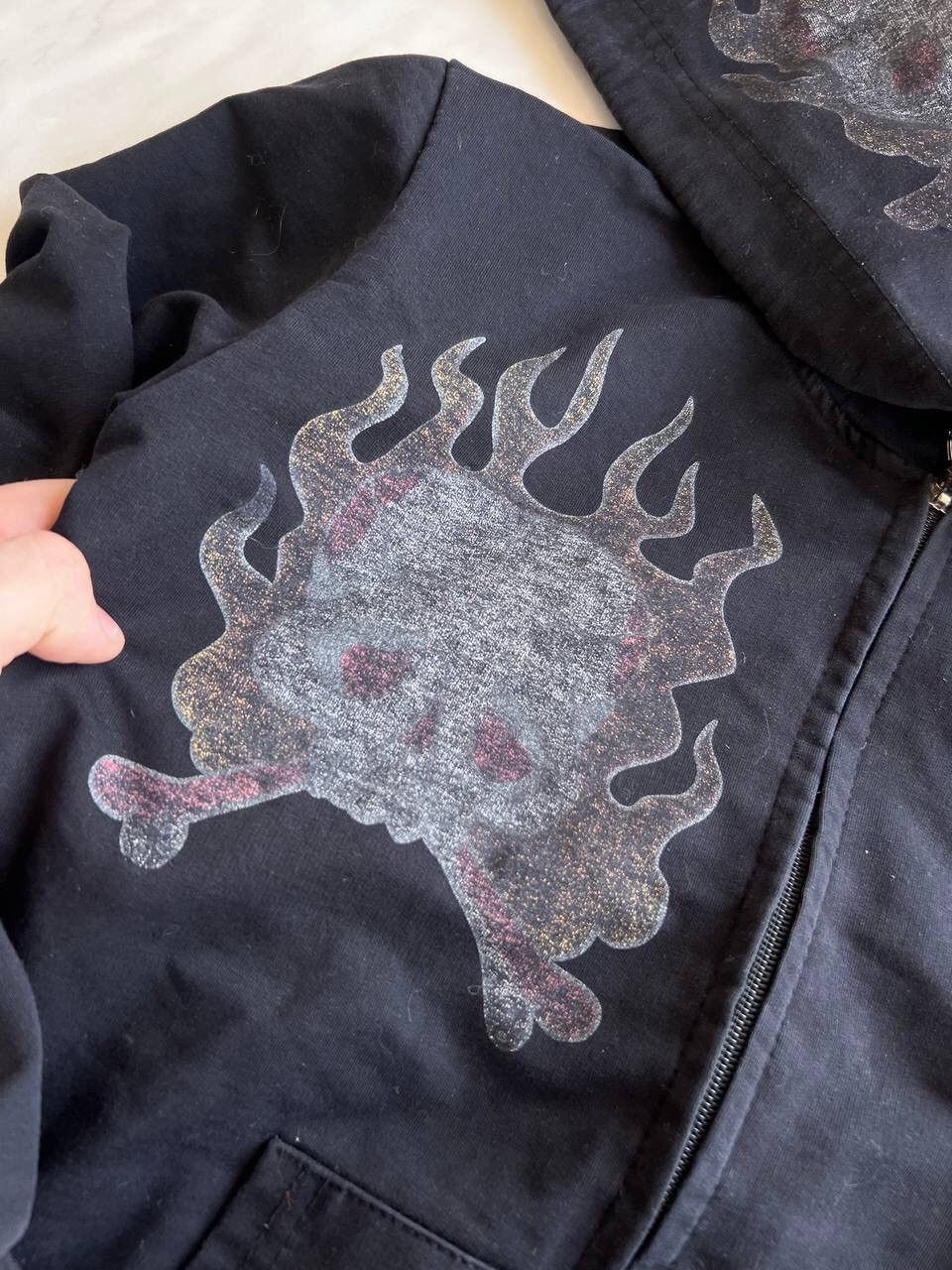 Christian Audigier × Ed Hardy × Vintage Vintage Ed Hardy Zip Hoodie Womens Sweatshirt Skull Flame Size US M / EU 48-50 / 2 - 3 Thumbnail