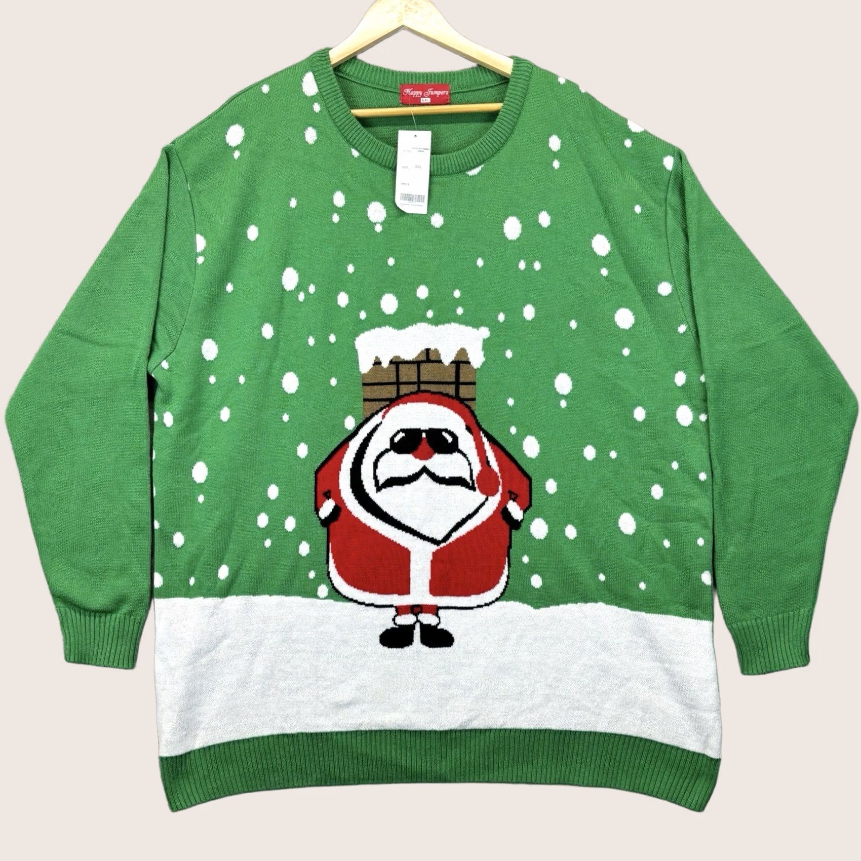 Vintage Santa Warrior Green Christmas Jumper Size 5XL Mens New With Defects Xmas Festive Style Pullover Size US XXL / EU 58 / 5 - 1 Thumbnail