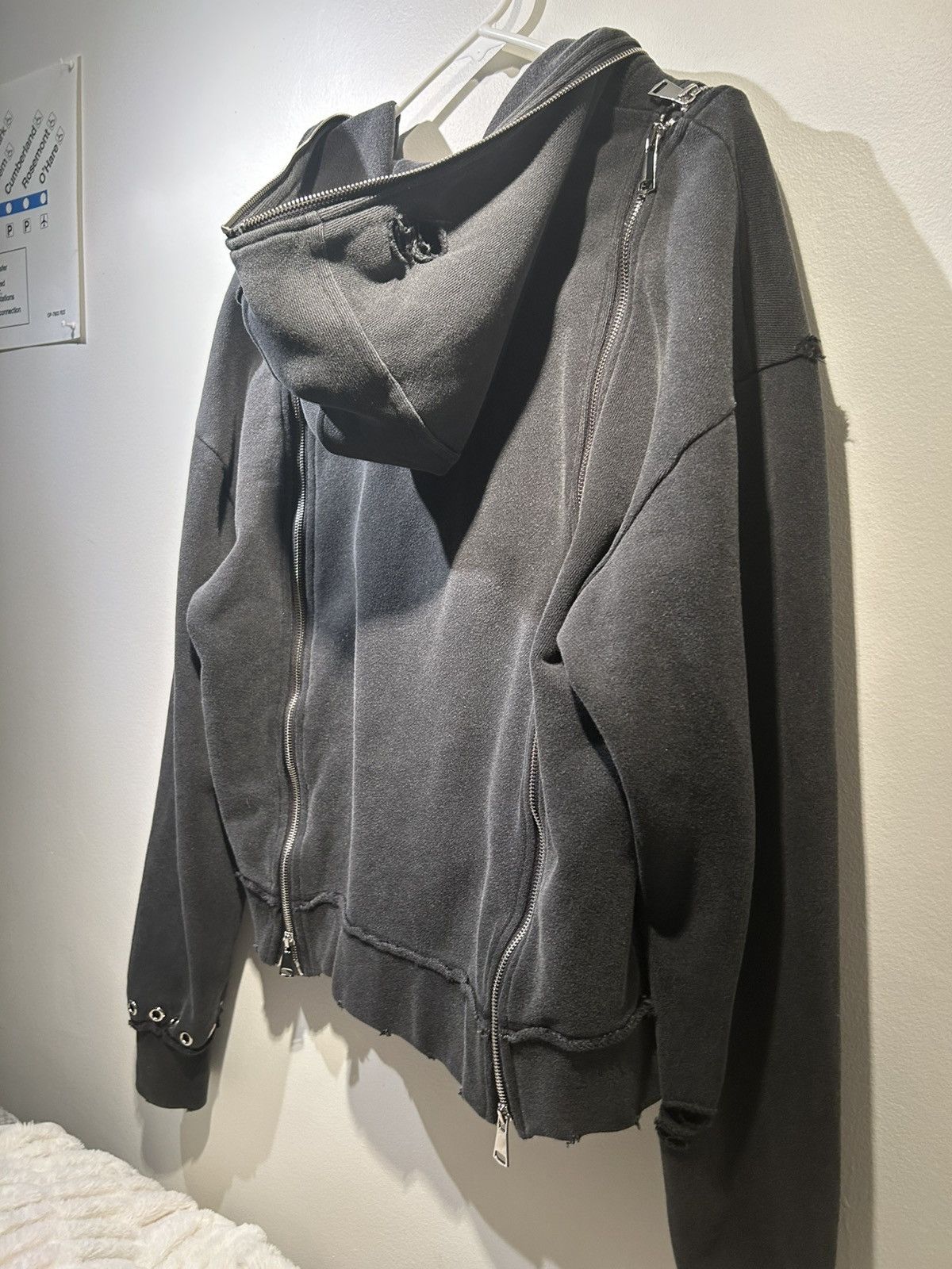 Japanese Brand Acid Washed Triple Zipper Demik Full Zip Hoodie Size US M / EU 48-50 / 2 - 4 Thumbnail