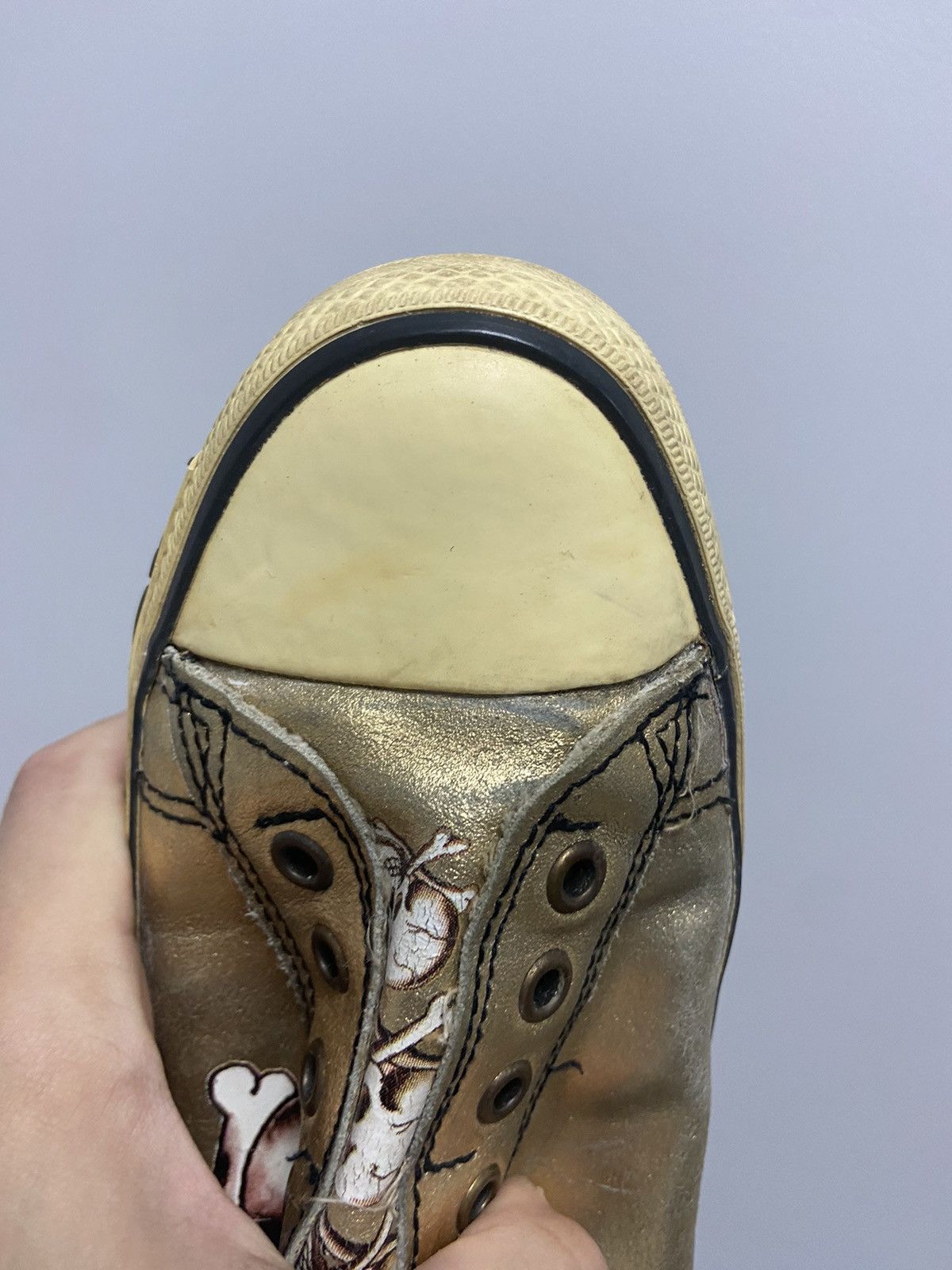 Christian Audigier × Ed Hardy × Vintage Ed Hardy Skull vintage shoes Low Top Sneakers Gold Size US 7 / EU 40 - 11 Thumbnail