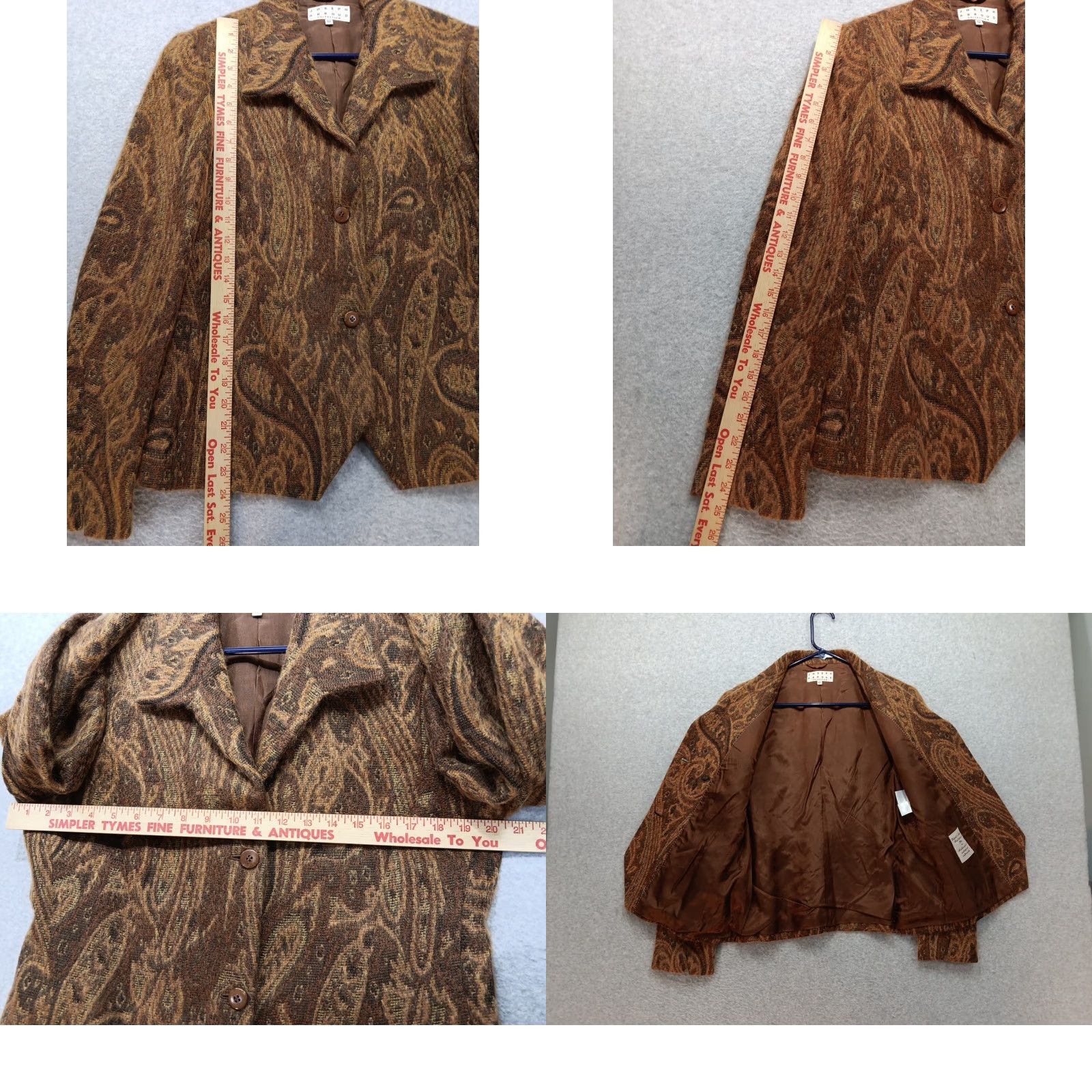 Joseph Abboud Joseph Abboud Collection Blazer Womens 12 Brown Paisley Mohair Wool Blend Italy Blazer Size XL / US 12-14 / IT 48-50 - 8 Thumbnail