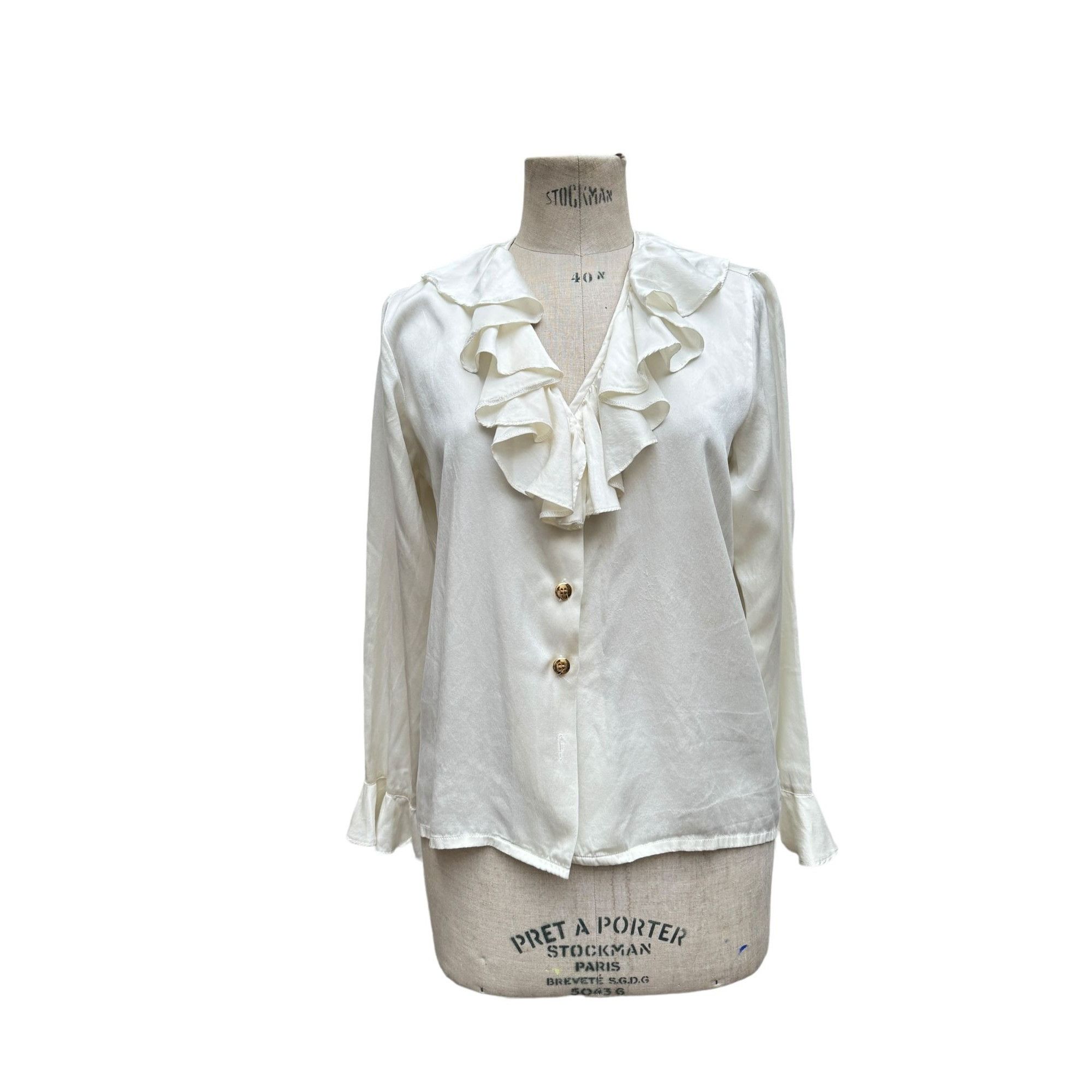 Yves Saint Laurent Offwhite Silk Shirt Size M / US 6-8 / IT 42-44 - 1 Thumbnail