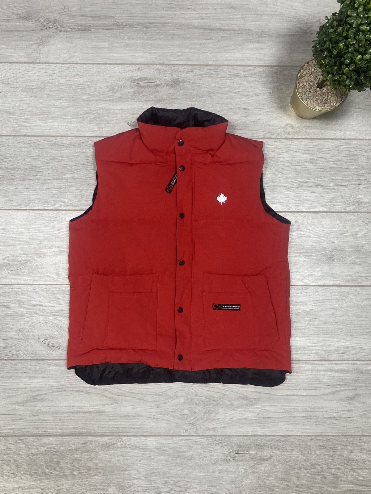image of Canada Goose Puffer Vest Maple Leaf in Red, Men's (Size Medium)