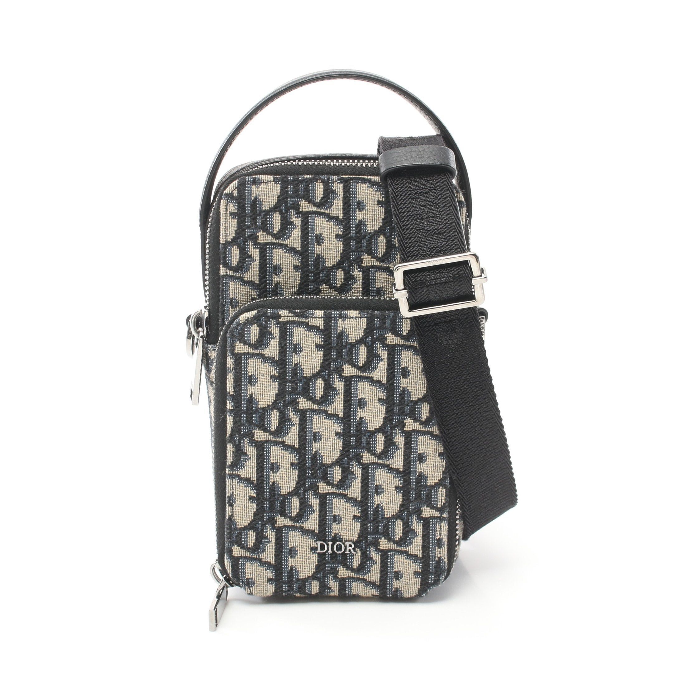 Dior Dior Oblique Shoulder Bag Canvas Leather Navy Beige Size ONE SIZE - 1 Thumbnail