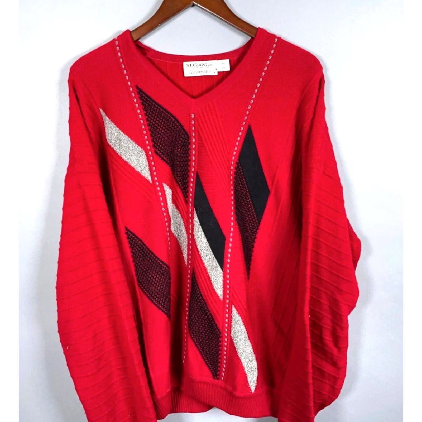 Vintage VINTAGE St. Croix Sweater Mens 2XL Red Diamond Pattern V-Neck Knit Pullover Size US XXL / EU 58 / 5 - 4 Thumbnail