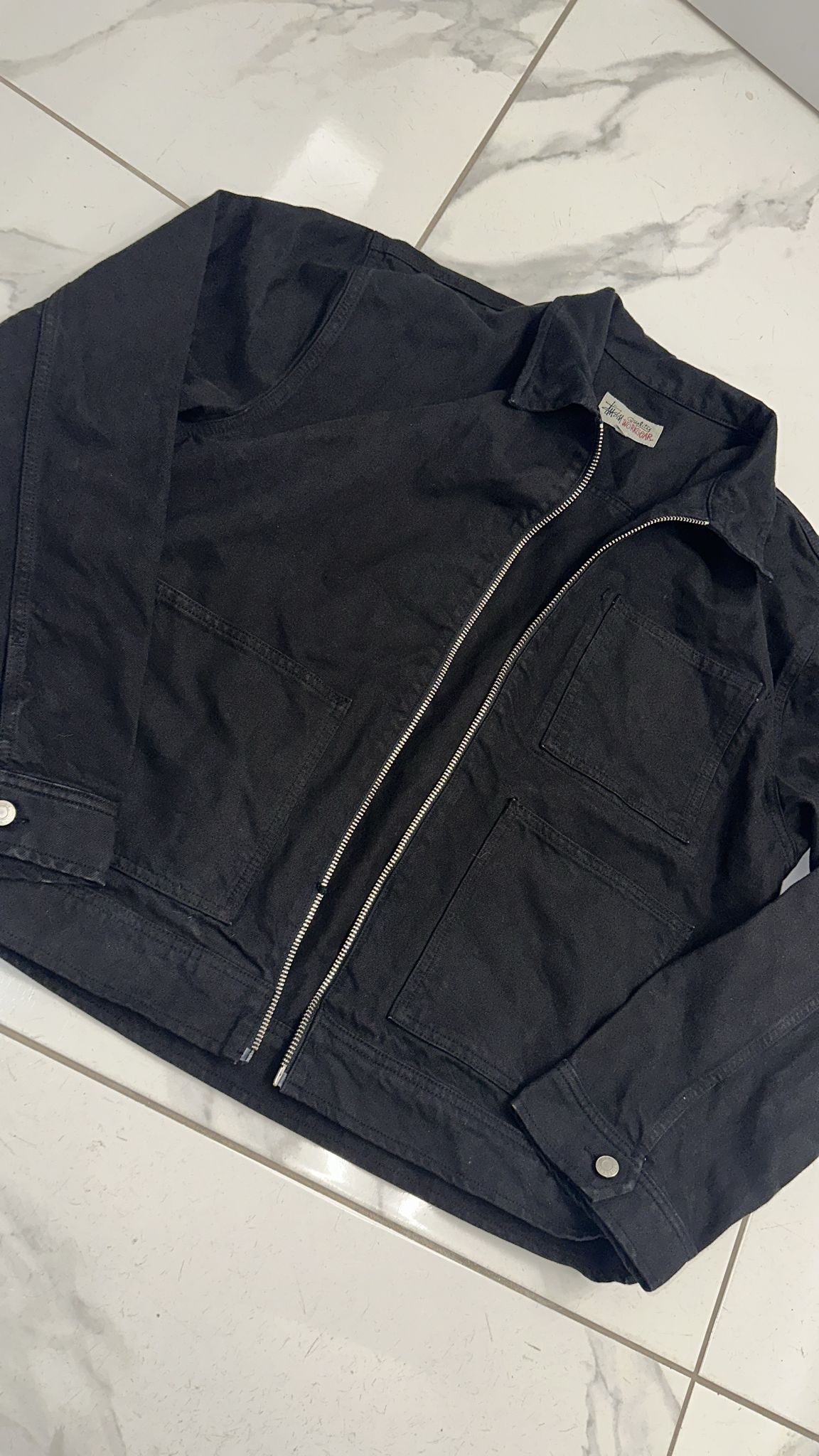 Stussy Stussy FA23 Zip Work Jacket Denim Black Size XLarge Size US XL / EU 56 / 4 - 2 Thumbnail