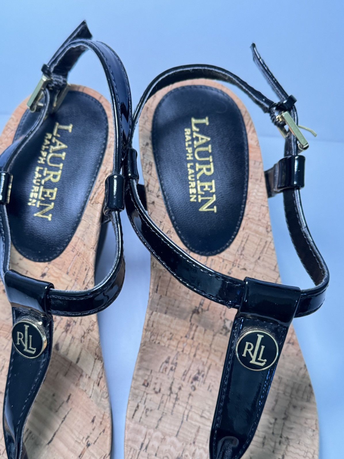Lauren Ralph Lauren Lauren Ralph Lauren black patent cork wedge sandals Size US 6 / IT 36 - 10 Thumbnail