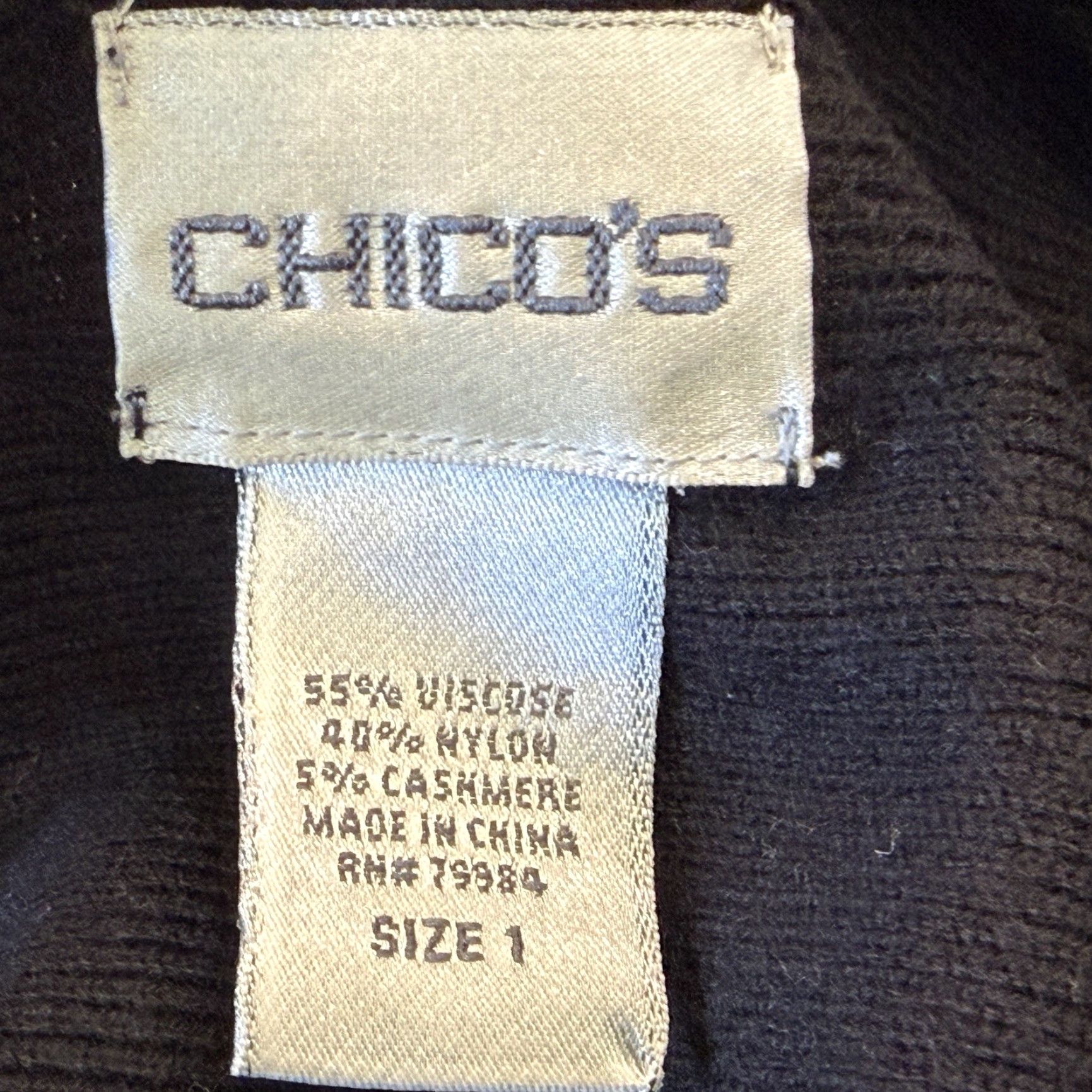Vintage Chico’s Pullover Sweater Womens Size 1 Black V-Neck w/ Tie Long Sleeve Lightweight Size L / US 10 / IT 46 - 5 Thumbnail