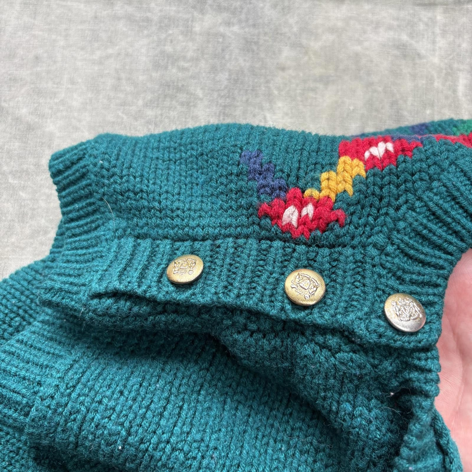 Vintage Vintage 80s Unique Green Instrument Floral Knit Sweater Vest Size L / US 10 / IT 46 - 5 Thumbnail