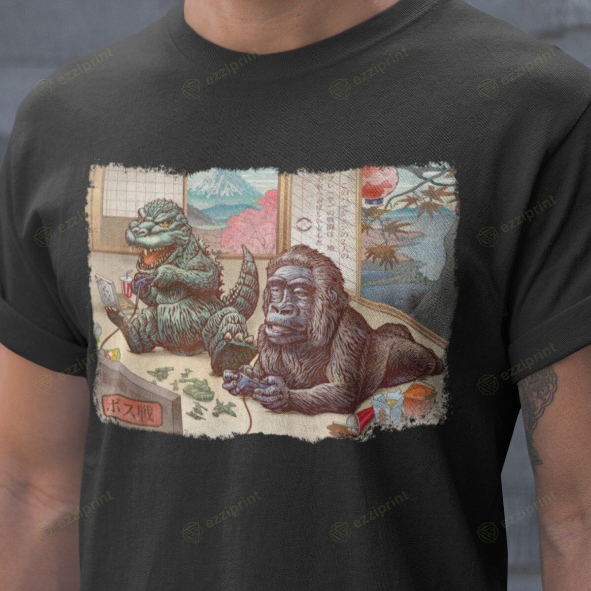 The Unbranded Brand BOSS BATTLE GODZILLA T-SHIRT Size M / US 6-8 / IT 42-44 - 2 Thumbnail