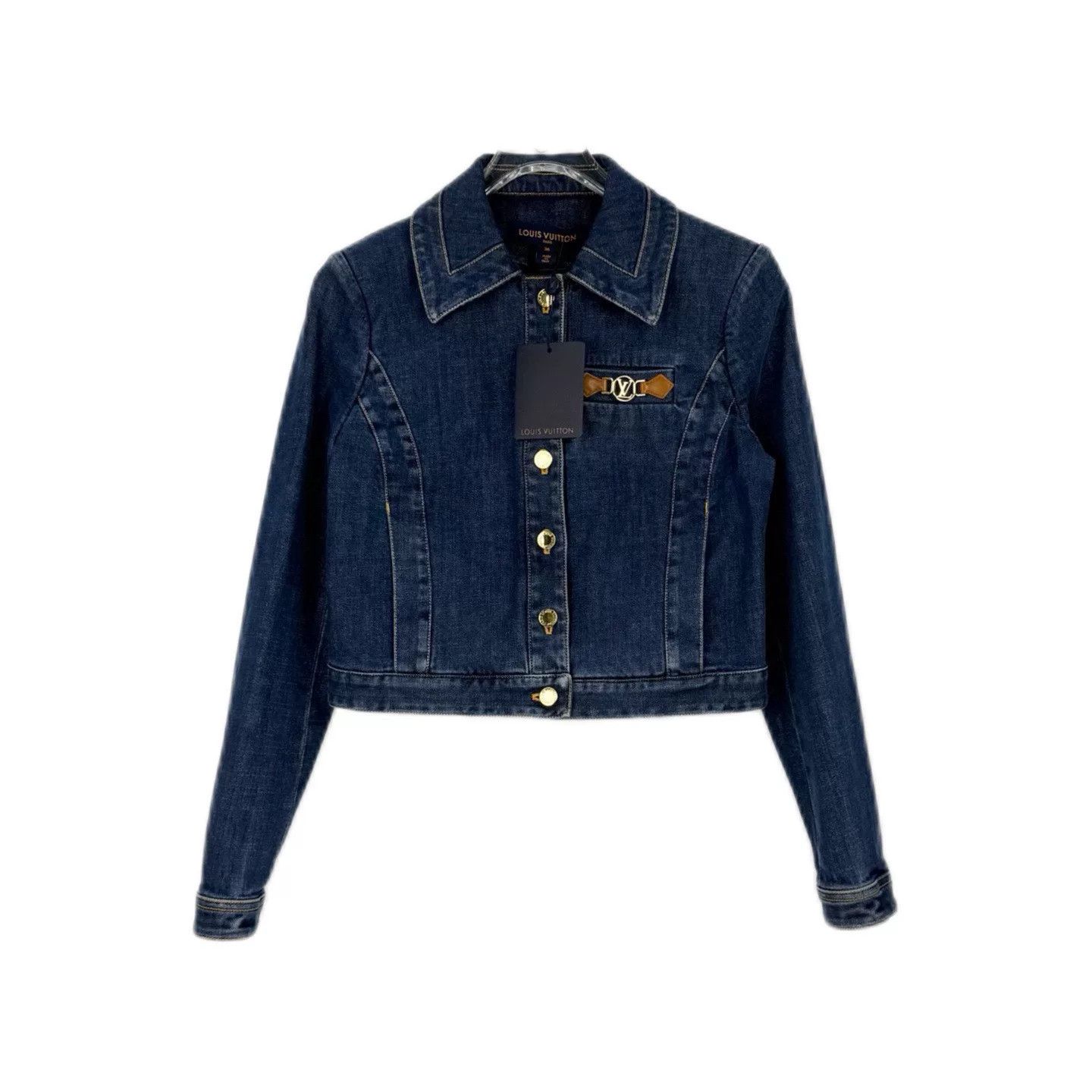 Louis Vuitton LV Washed Blue Denim Jacket with Metal Label Size US XS / EU 42 / 0 - 1 Thumbnail