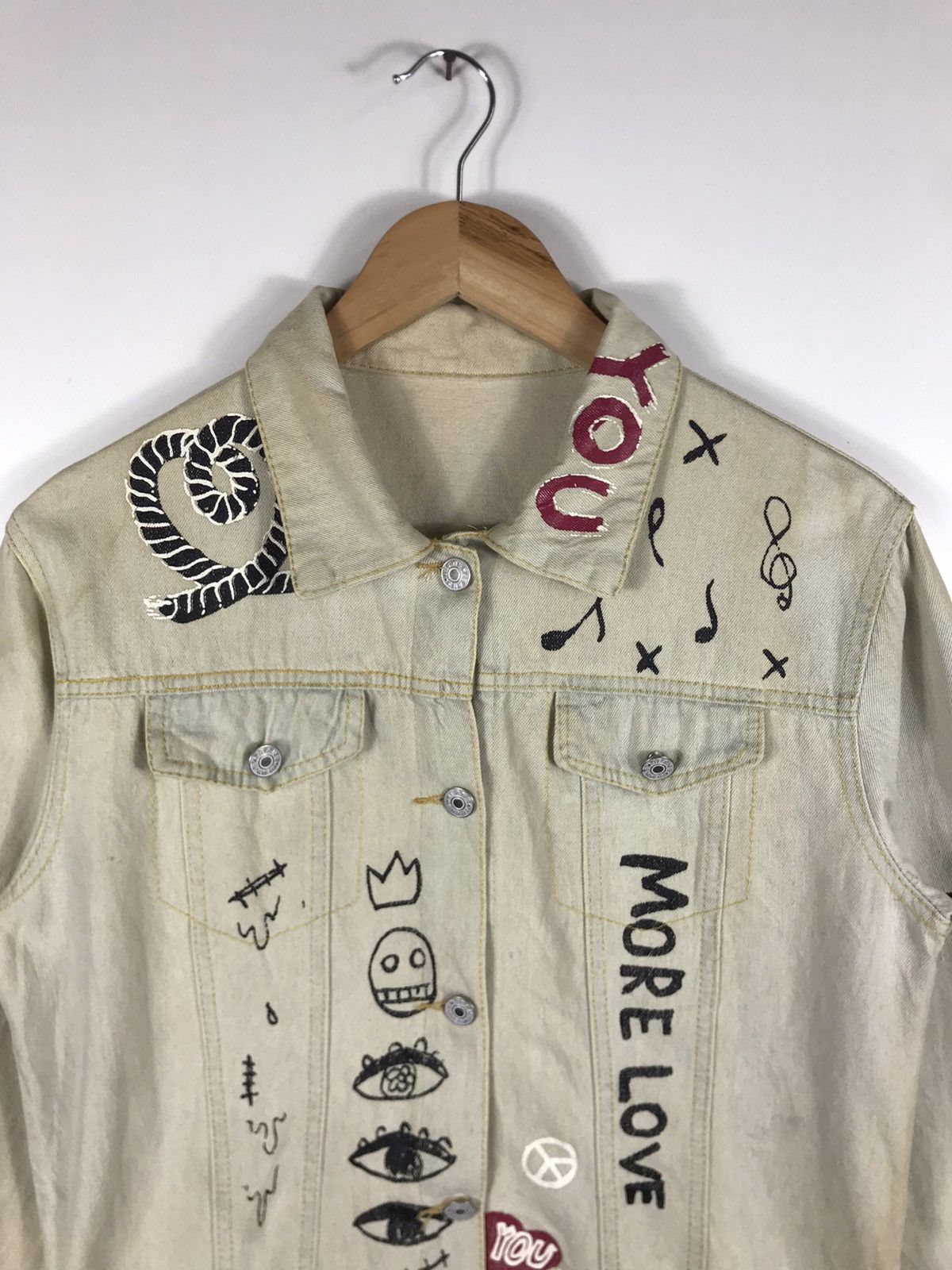 If Six Was Nine ⚡️Vintage Art Frash Lover Rock Button Denim Jacket Size M / US 6-8 / IT 42-44 - 4 Thumbnail