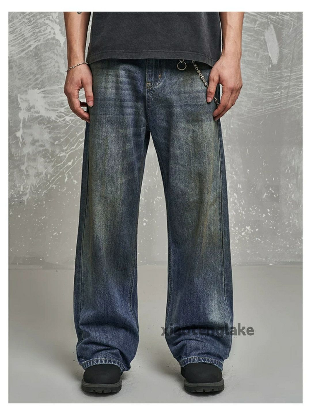 Jean × Vintage washed faded loose baggy skate hiphop stain jeans Size US 34 / EU 50 - 8 Thumbnail