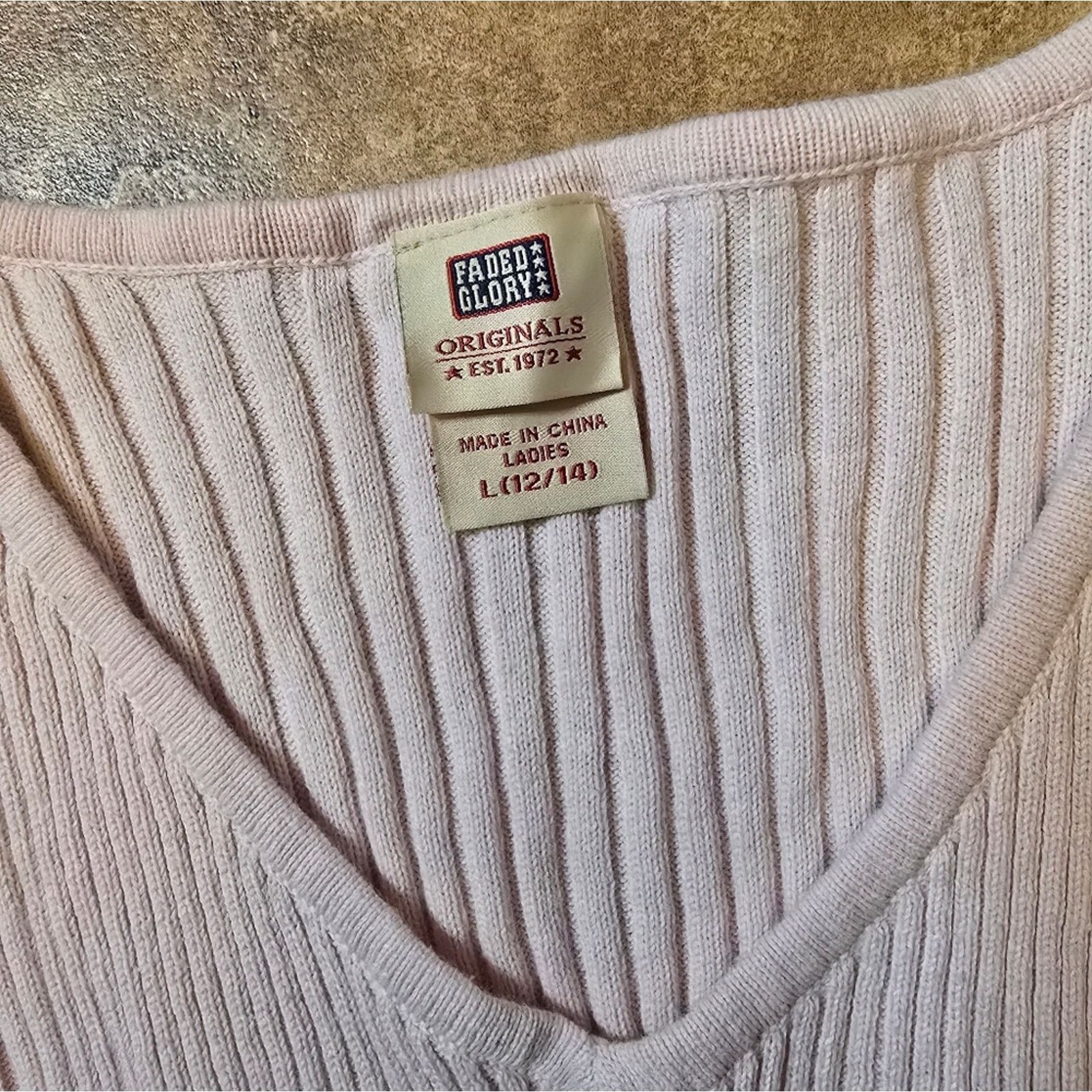 Faded Glory Light Pink | FADED GLORY | Sweater Vneck Size L / US 10 / IT 46 - 3 Thumbnail