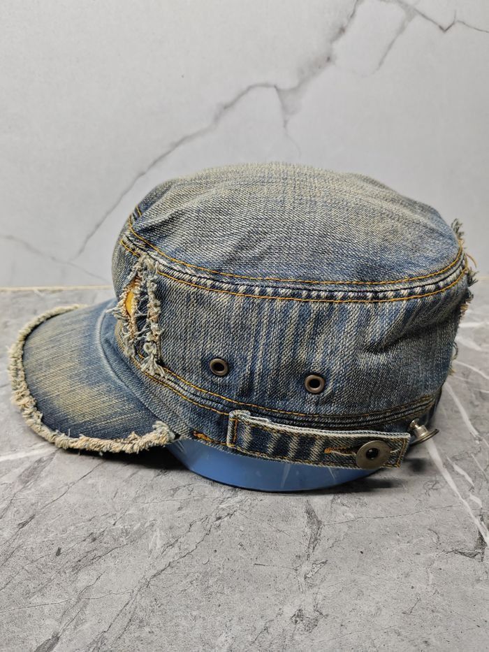 Vintage Cadet Denim Distressed Style Cap Hat