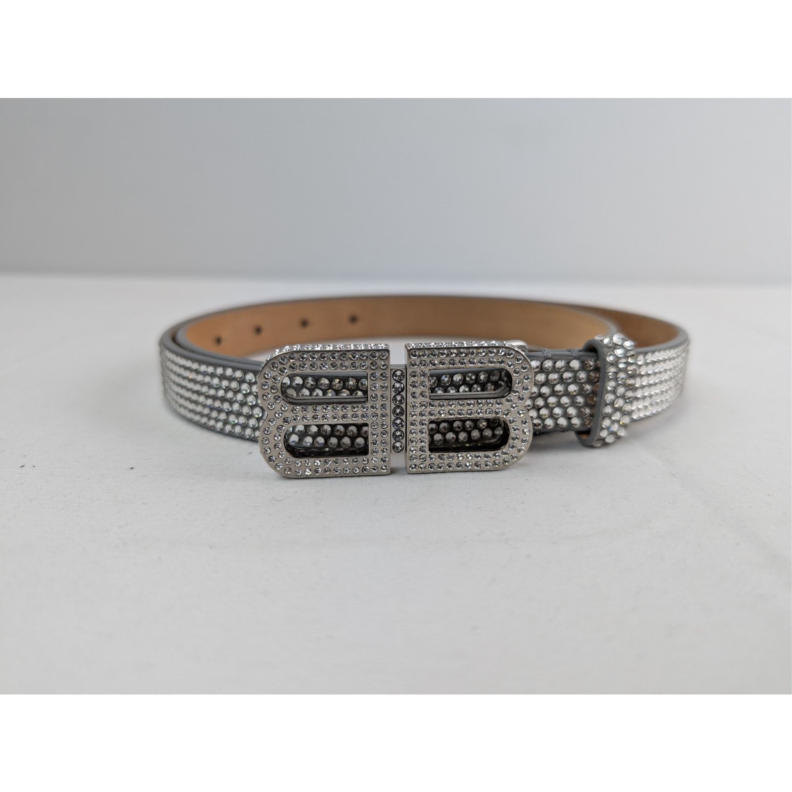 Balenciaga o1rshd1 Size: 85cm / Women's BB Studded Belt in Black/Silver Size ONE SIZE - 2 Thumbnail
