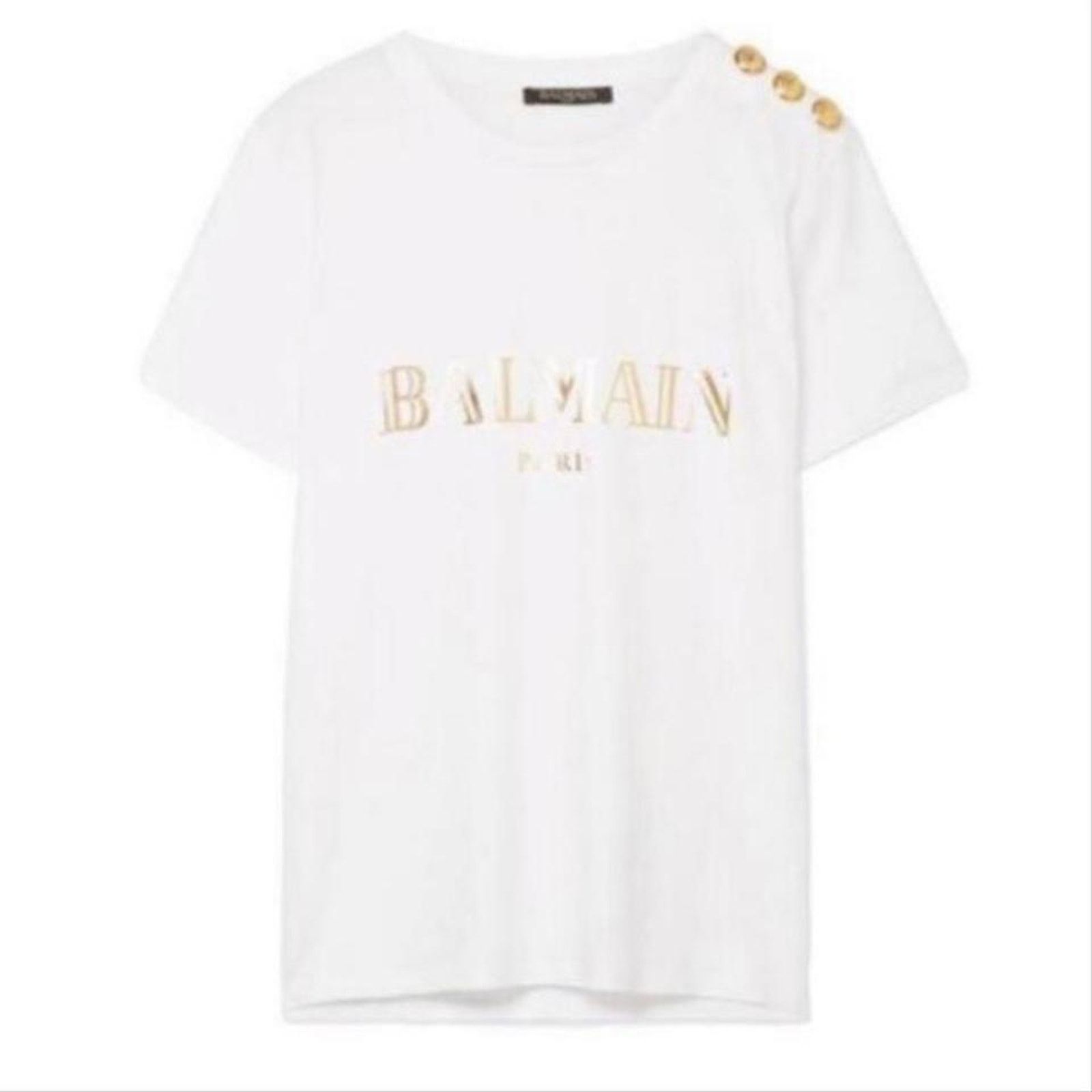metallic logo printed button embellished tee shirt 42