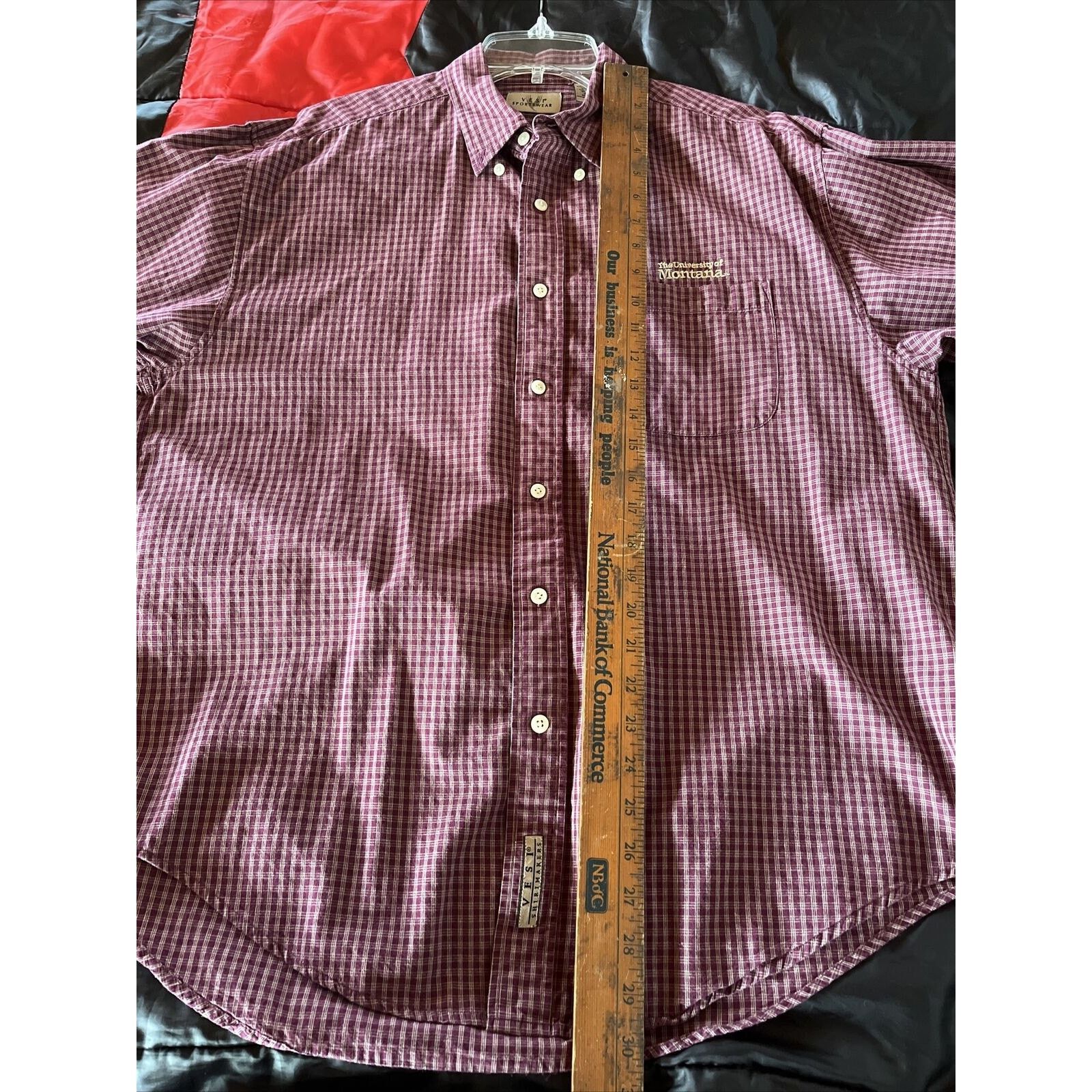 Other vesi sportswear men’s L burgundy check Montana cotton shirt Size US L / EU 52-54 / 3 - 20 Thumbnail