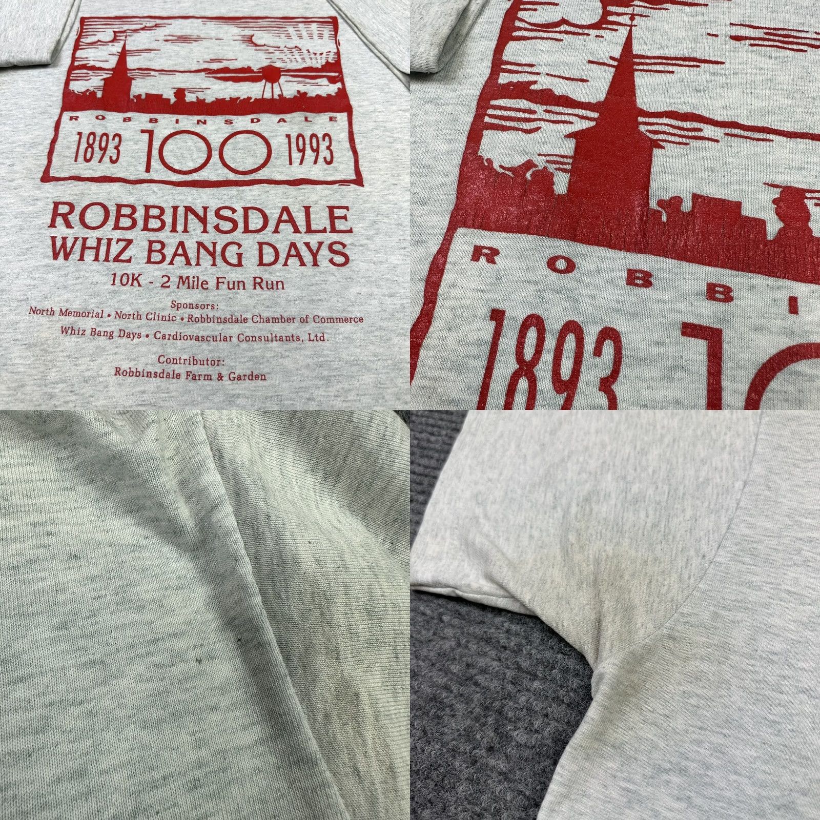 Fruit Of The Loom VINTAGE 90s T Shirt Fruit of the Loom Robbinsdale Whiz Bang Days Single Stitch Gray Cotton Polyester Size US S / EU 44-46 / 1 - 8 Thumbnail