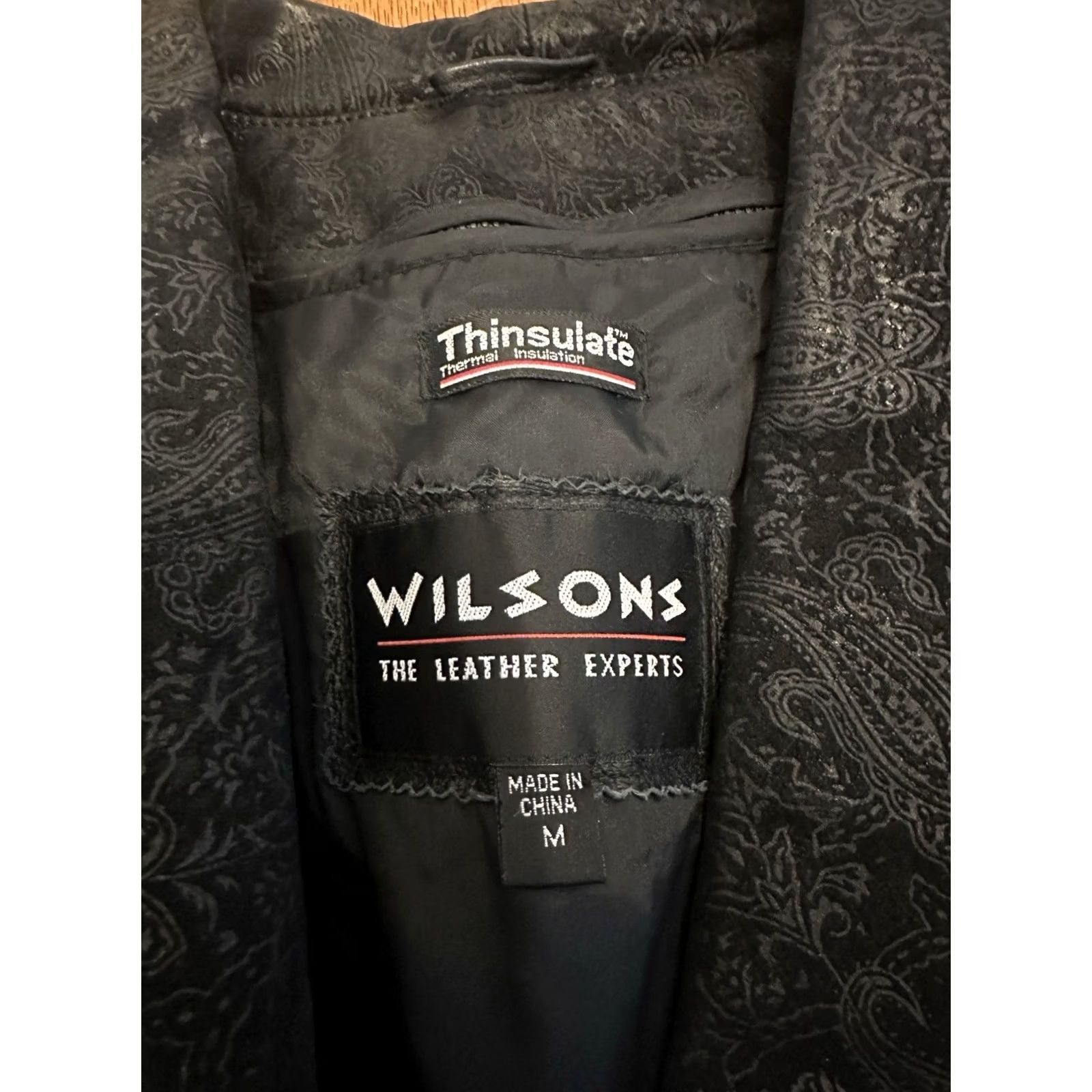 Vintage VINTAGE Wilson’s Thinsulate Leather Jacket Floral Trim Button Up Medium Black Suede Lined Buckle 80s Womens Size M / US 6-8 / IT 42-44 - 5 Thumbnail