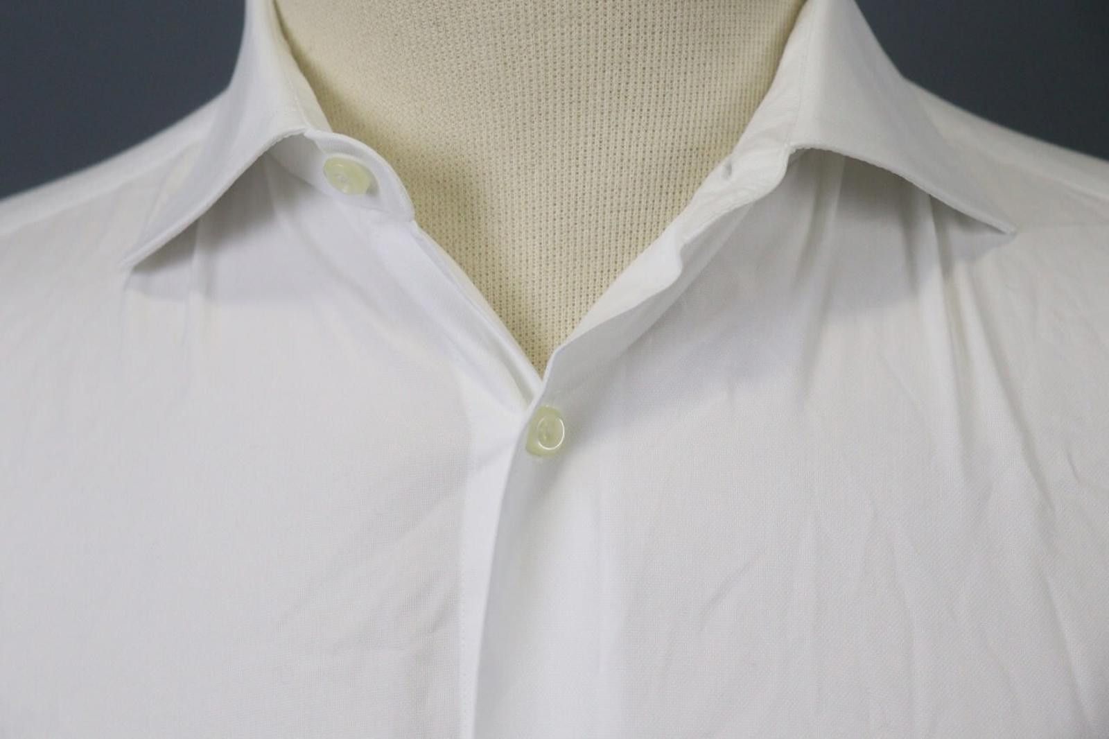 Designer Boggi White Cotton Collared Front Dress Shirt Size 40 Size 38R - 5 Thumbnail