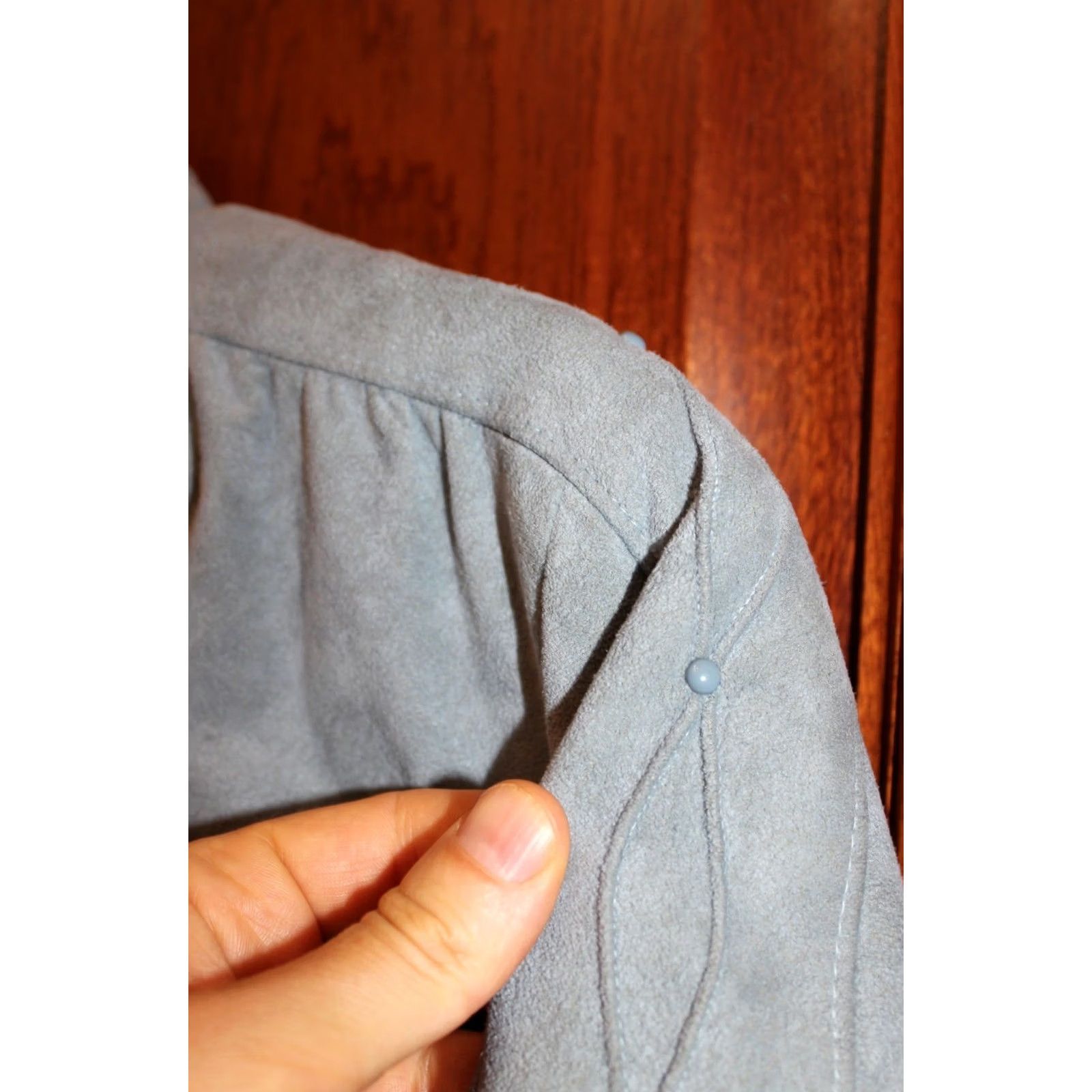 Vintage VINTAGE Jacques Esterel Paris Alcantara Coat Jacket Suede Leather Woman 1980s Grey/Blue Coat Women 42 French Vintage 80s Size M / US 6-8 / IT 42-44 - 6 Thumbnail