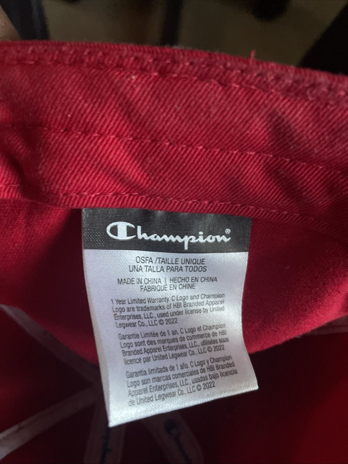 Champion Champion Men's Red Adjustable Hat Ball Cap, One Size Size ONE SIZE - 3 Thumbnail