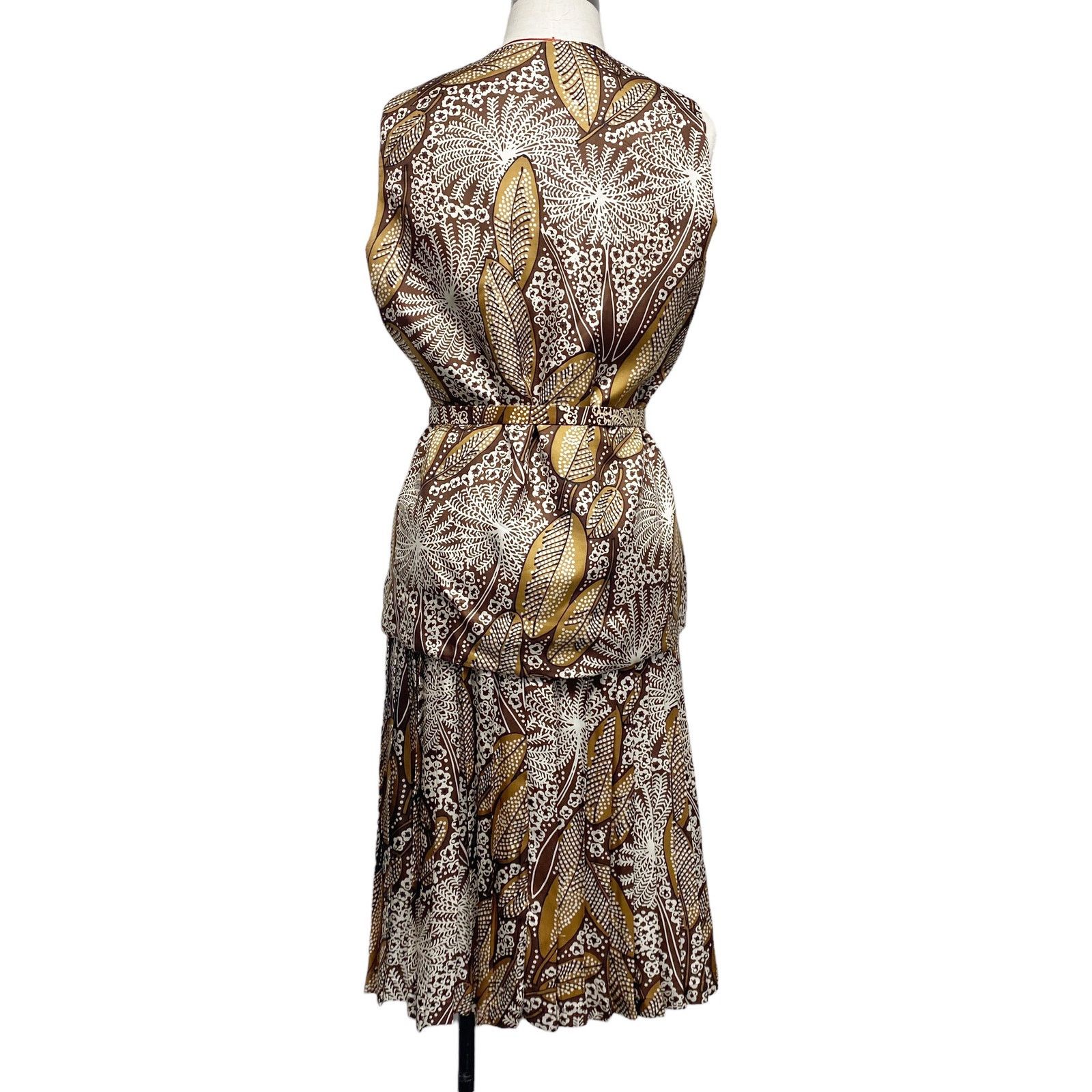Vintage Vintage Ruth McCulloch Brown Printed 4 Piece Skirt Set Size 36" / US 14 / IT 50 - 5 Thumbnail