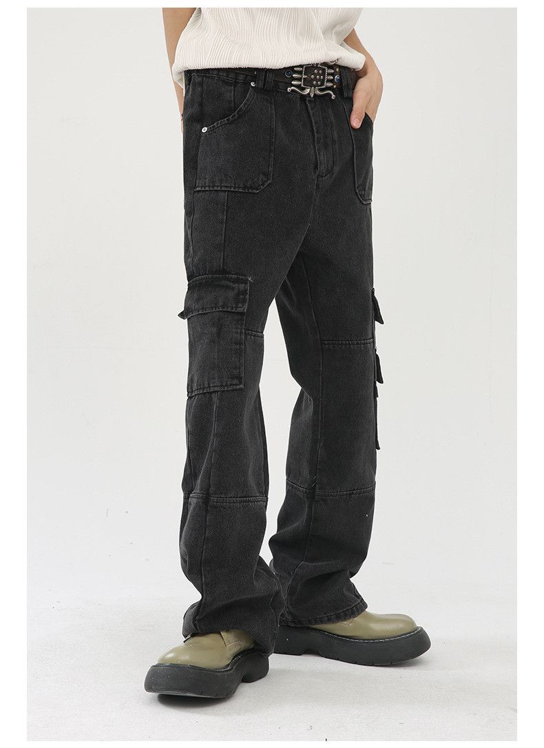 Japanese Brand Street retro washed loose wide-leg multi-pocket work jeans Size US 32 / EU 48 - 6 Thumbnail