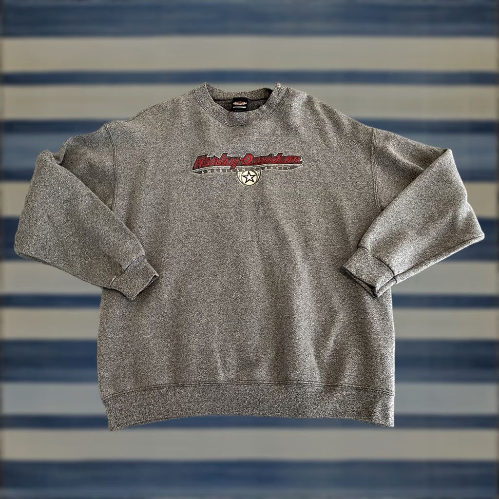 Harley Davidson VINTAGE Harley-Davidson Gray Sweater Men L Crew Neck Pullover Cotton Blend Dated Temecula Holoubek Made In USA Size US L / EU 52-54 / 3 - 1 Thumbnail