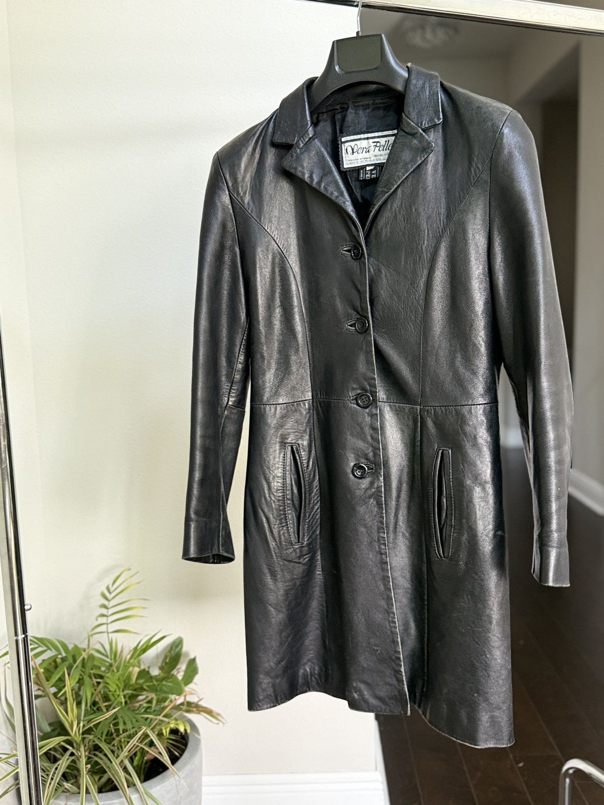 Other Vintage Black Longline Jacket IT, Genuine Leather Size 4-6 S Size S / US 4 / IT 40 - 8 Thumbnail