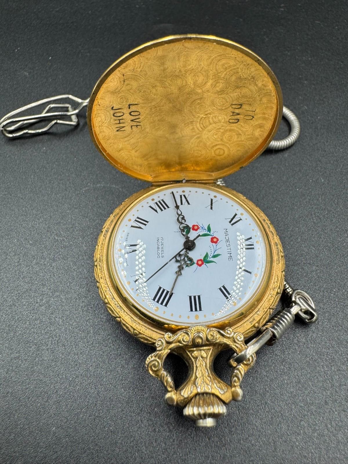 Majestic Vintage Majestime Swiss 17 Jewels Incabloc Deer Hunter Pocke Size ONE SIZE - 5 Thumbnail