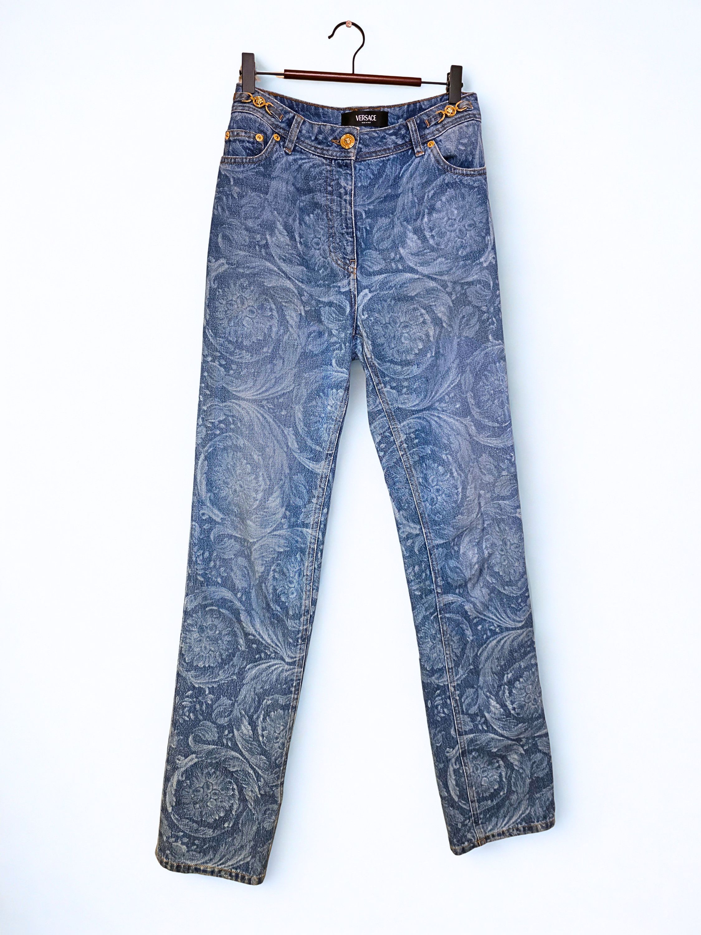 Versace Versace Baroque Print Jeans Gold Medusa Hardware Size 25" / US 0 / IT 36 - 1 Thumbnail