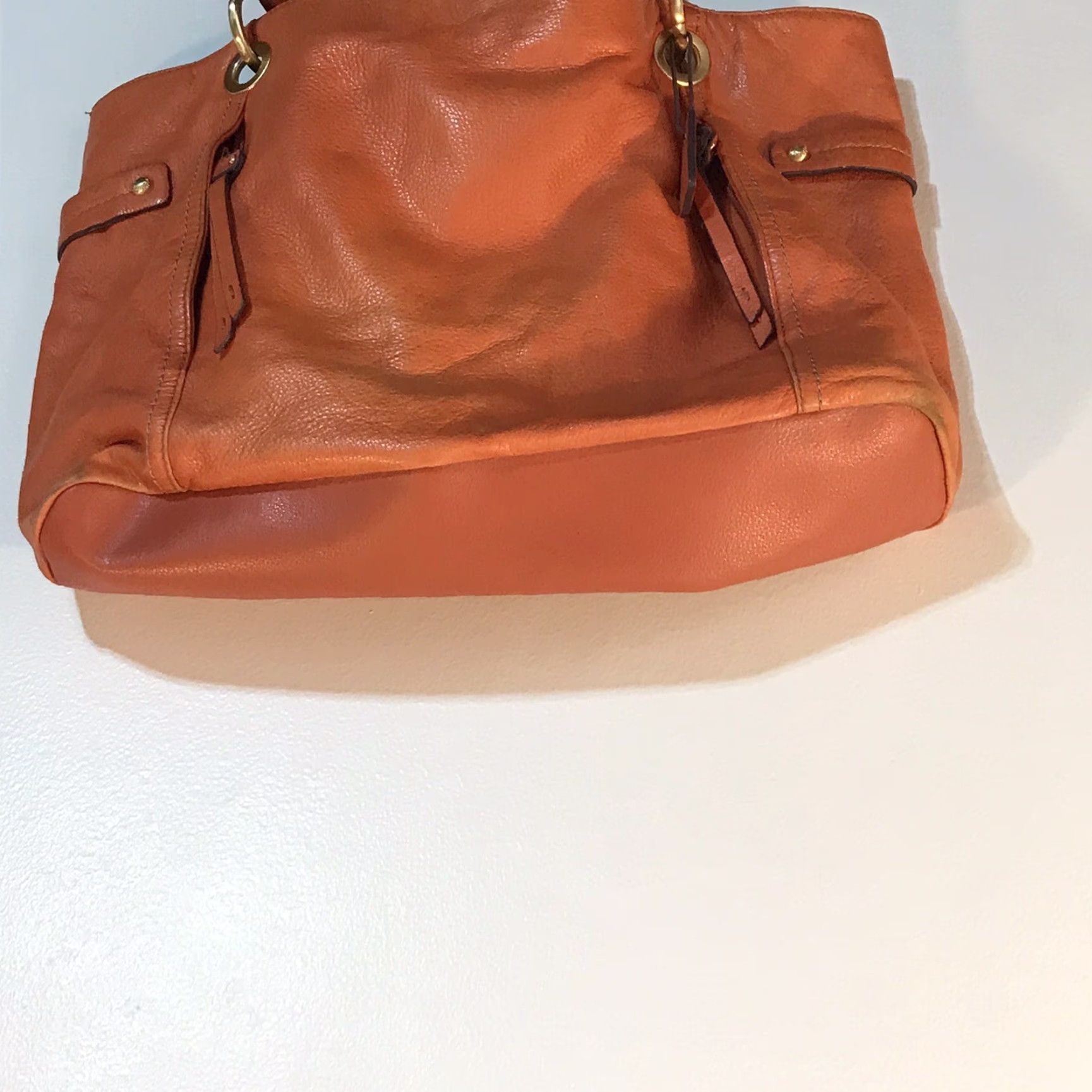Liz Claiborne Liz Claiborne Orange Leather Tote Bag Large 16inW x 10inH Double Handle Women's Size ONE SIZE - 2 Thumbnail
