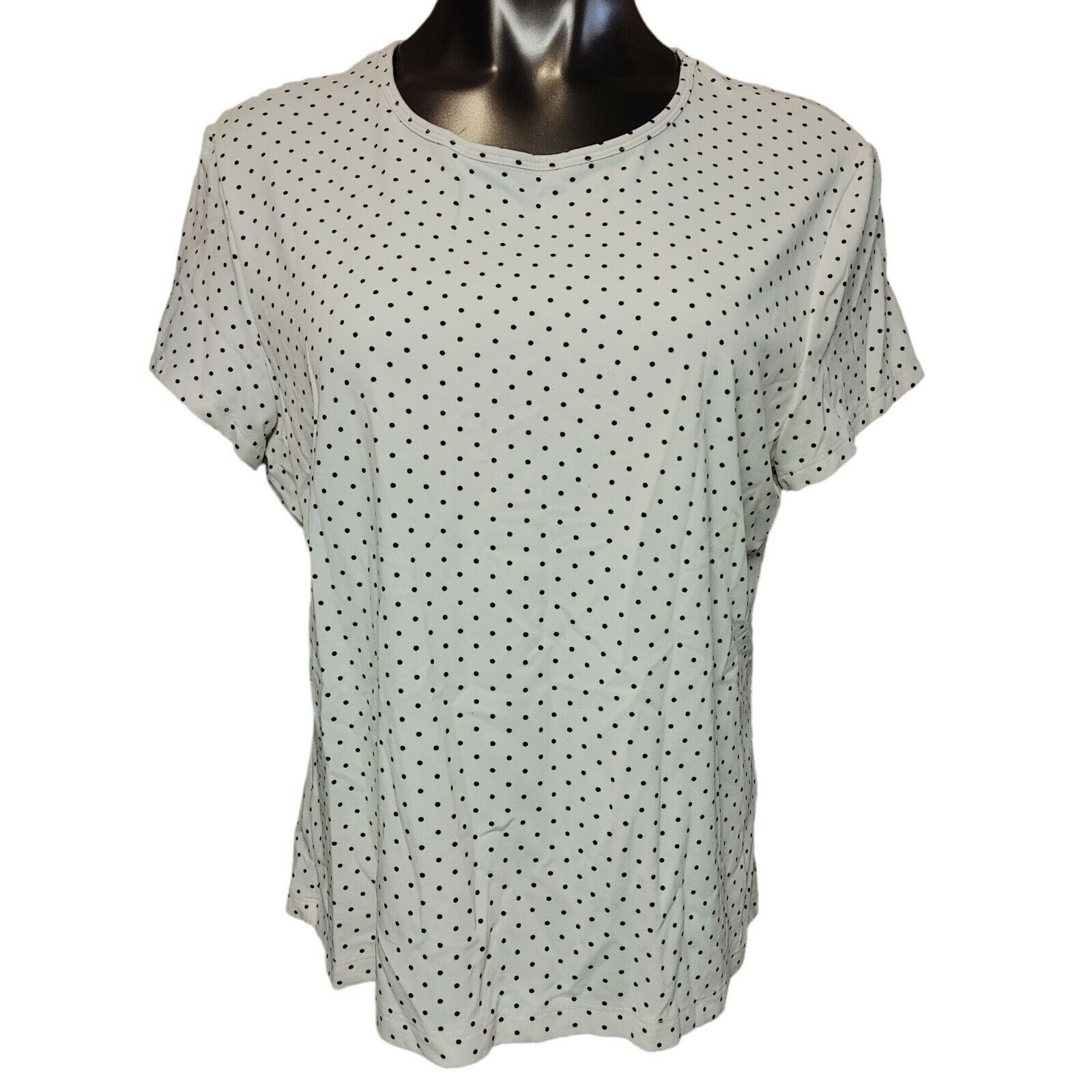 George George Women's White Polka Dot Short Sleeve Basic Tee XL Size XL / US 12-14 / IT 48-50 - 1 Thumbnail