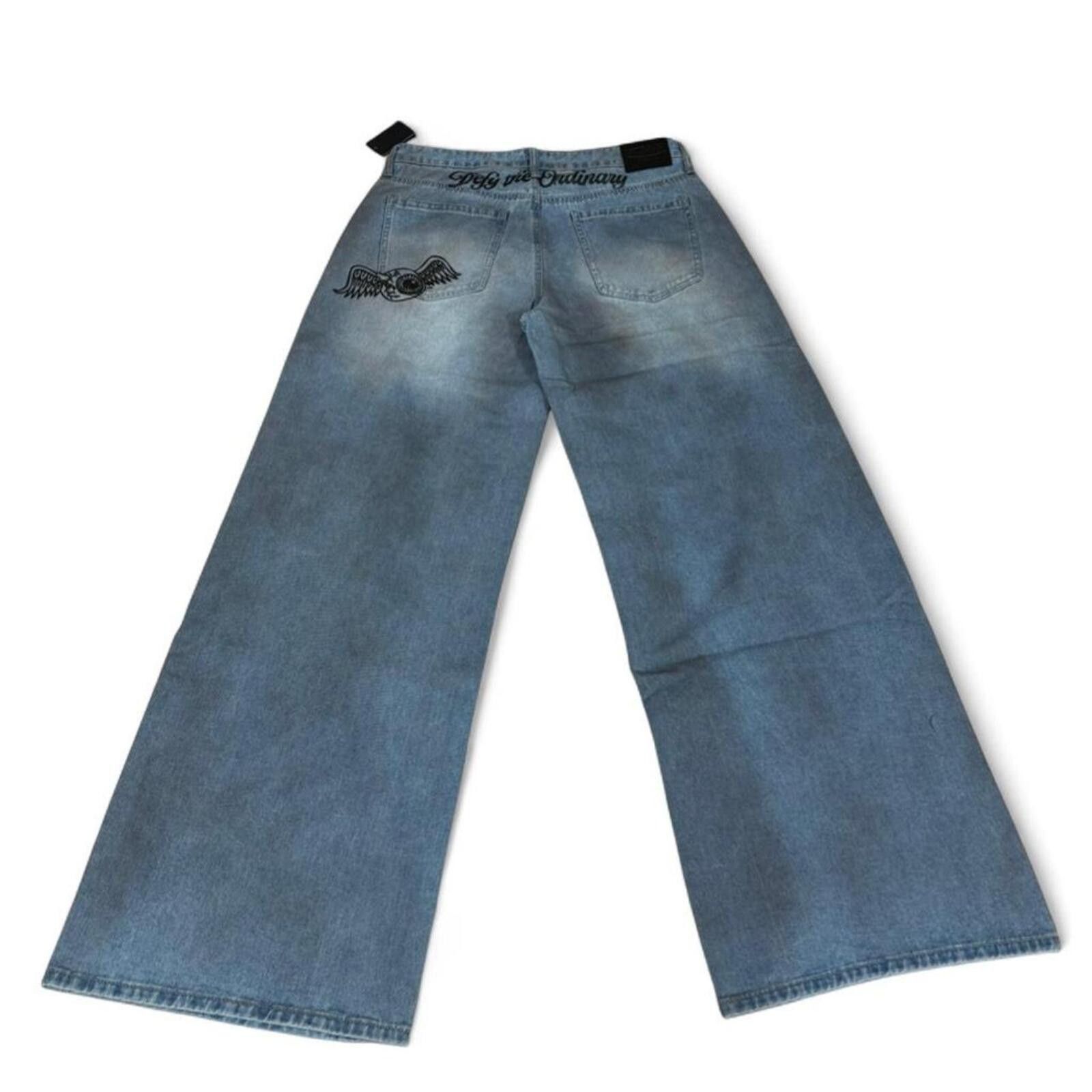 True Religion Von Dutch wide leg straight fit patchwork unique shade jeans Size 31" - 4 Thumbnail