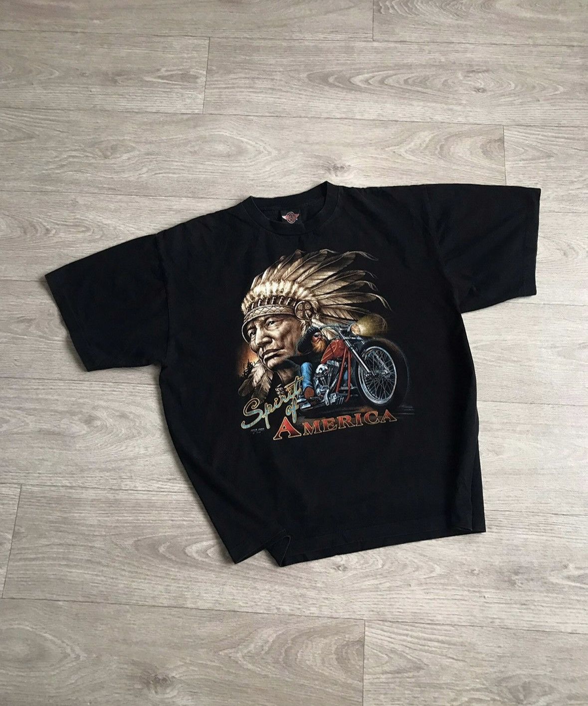 Indian Motorcycle × Vintage 🔷Vintage Jessie James Spirit of America Biker T-shirt 90s🔷 Size US XL / EU 56 / 4 - 1 Thumbnail