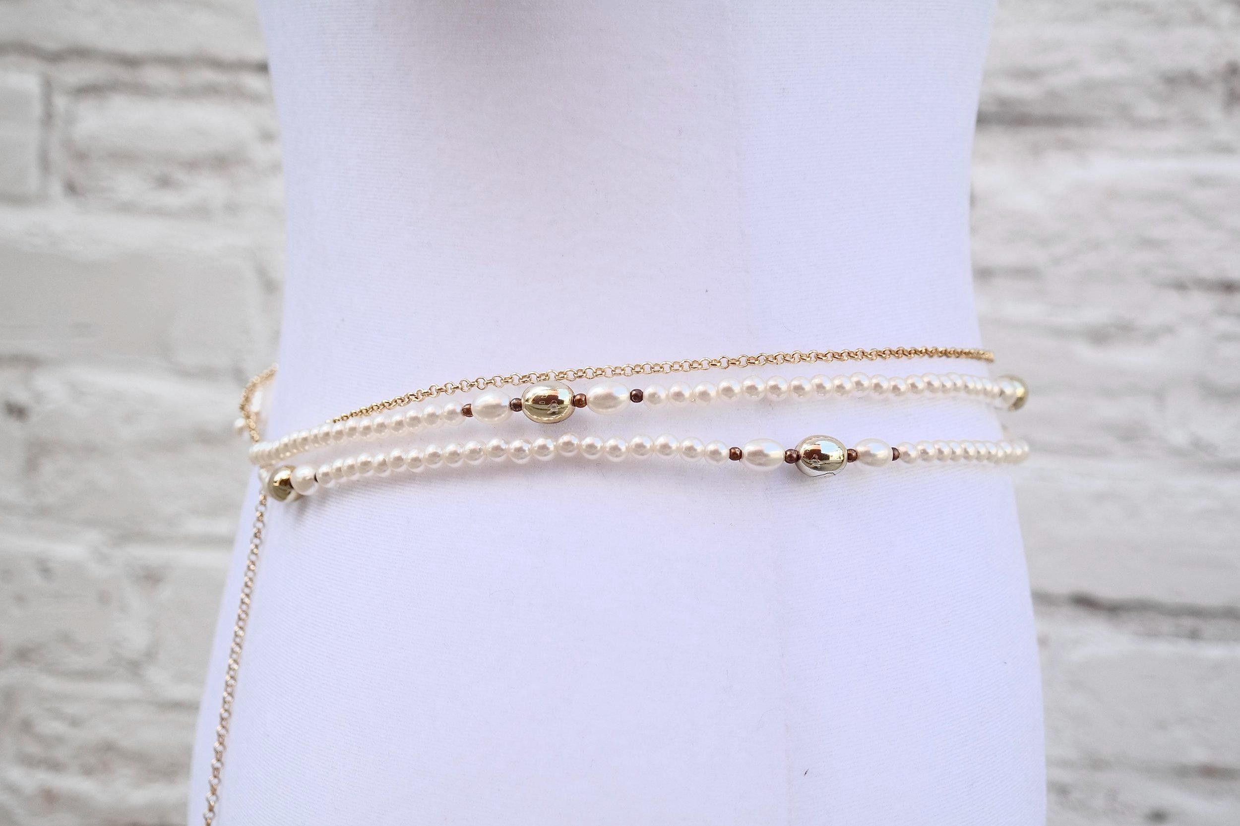 Handmade Pearl & Gold Waist Chain Size ONE SIZE - 5 Thumbnail