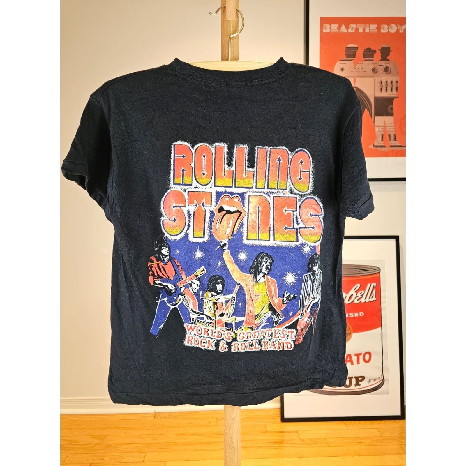 Vintage VINTAGE Deadstock 82' Rolling Stones Rock Tour Concert T-Shirt size M Black Cotton Men Shirt Shirts T-Shirt Mens 19 INCH Cross Chest 24 INCH Size US M / EU 48-50 / 2 - 5 Thumbnail